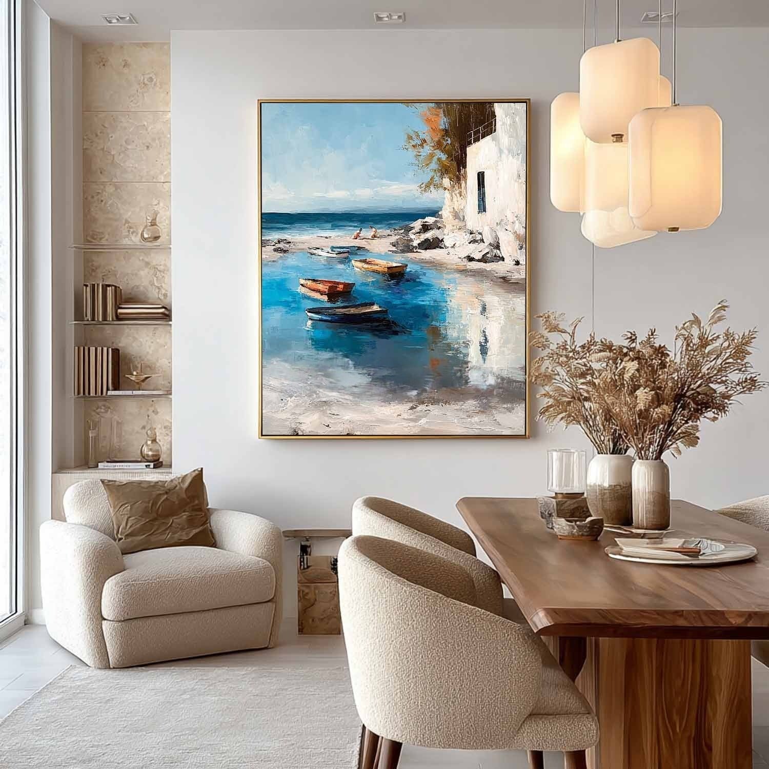 Wall Art Mediterranean Coastal Boats Beach