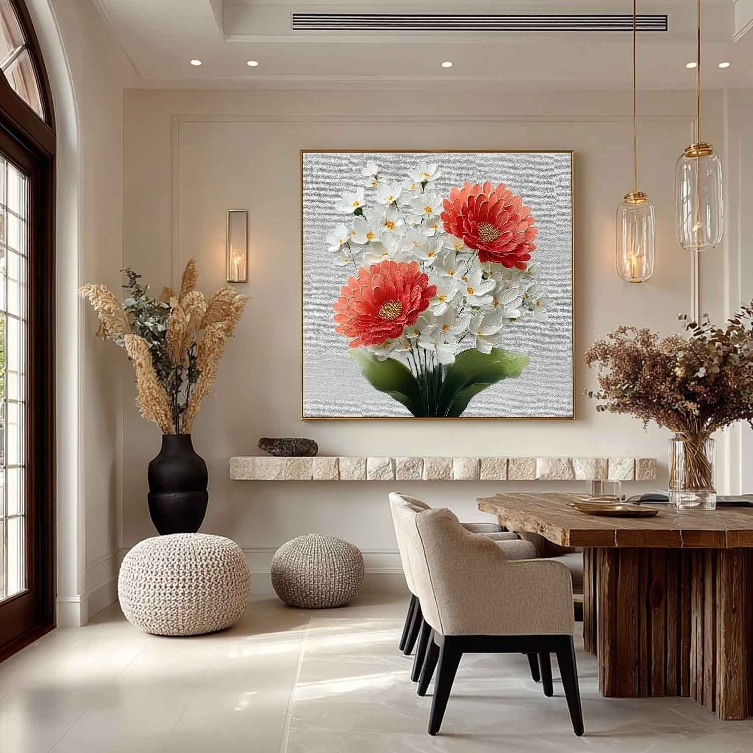 Daisy Bouquet 3D Textured Painting