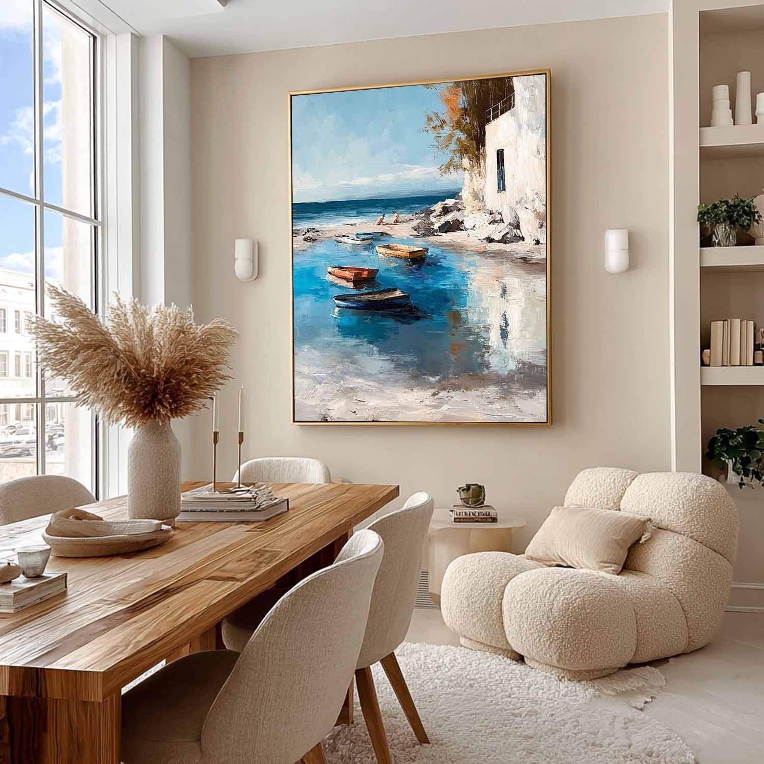 Wall Art Mediterranean Coastal Boats Beach