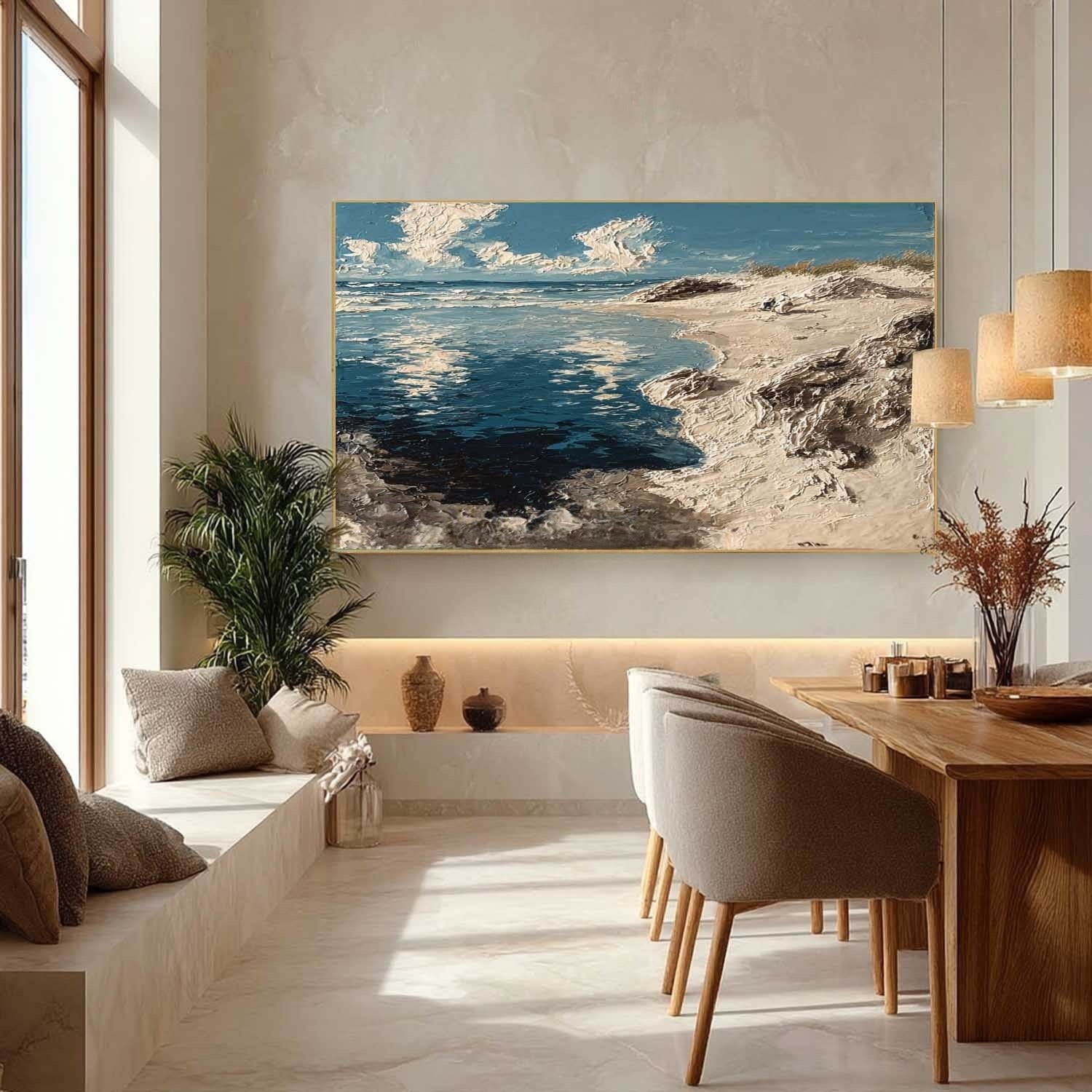Sunny Dune Beach Impasto Painting