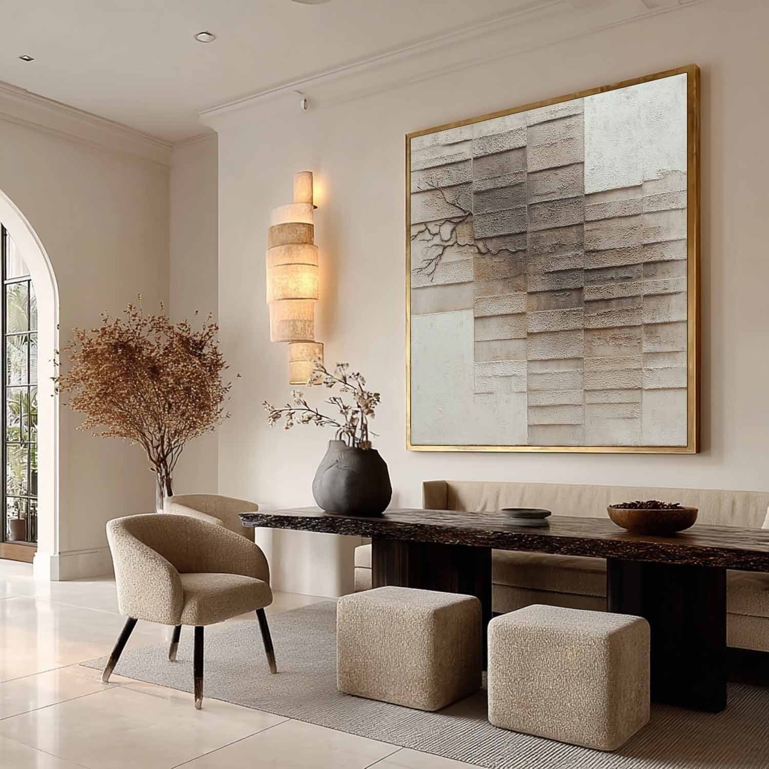 Wall Art Wabi-Sabi Textured Panel Tree Branch
