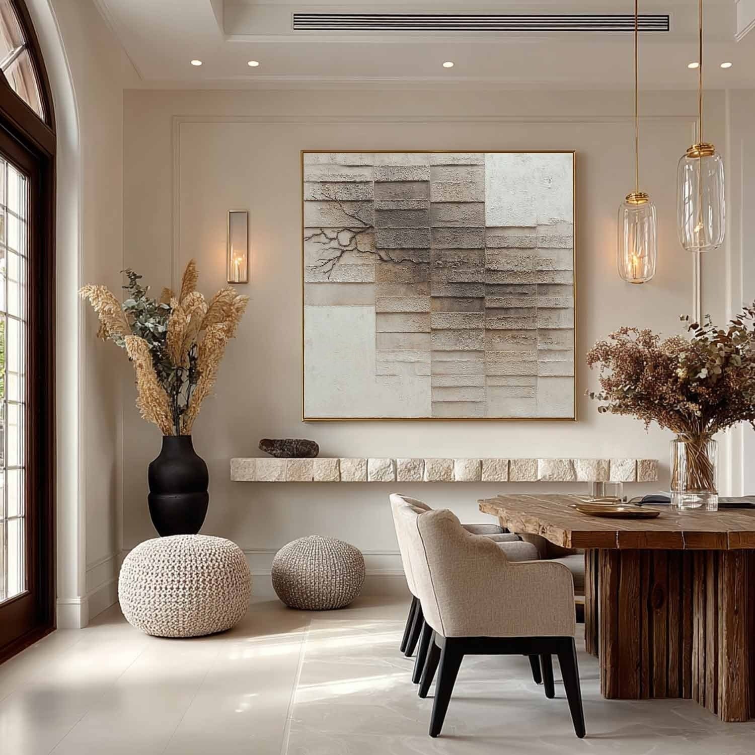 Wall Art Wabi-Sabi Textured Panel Tree Branch