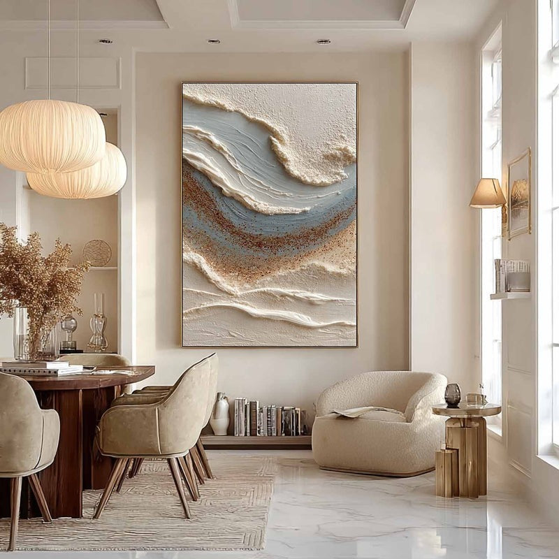 Wall Art Coastal Wave Impasto Beach Scene