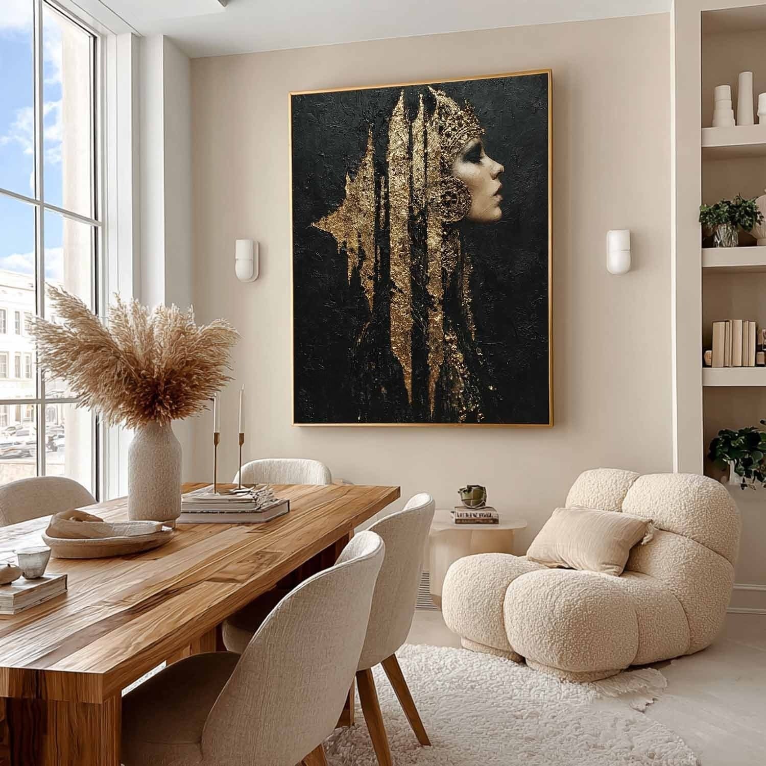 Wall Art Black Gold Queen Profile Portrait