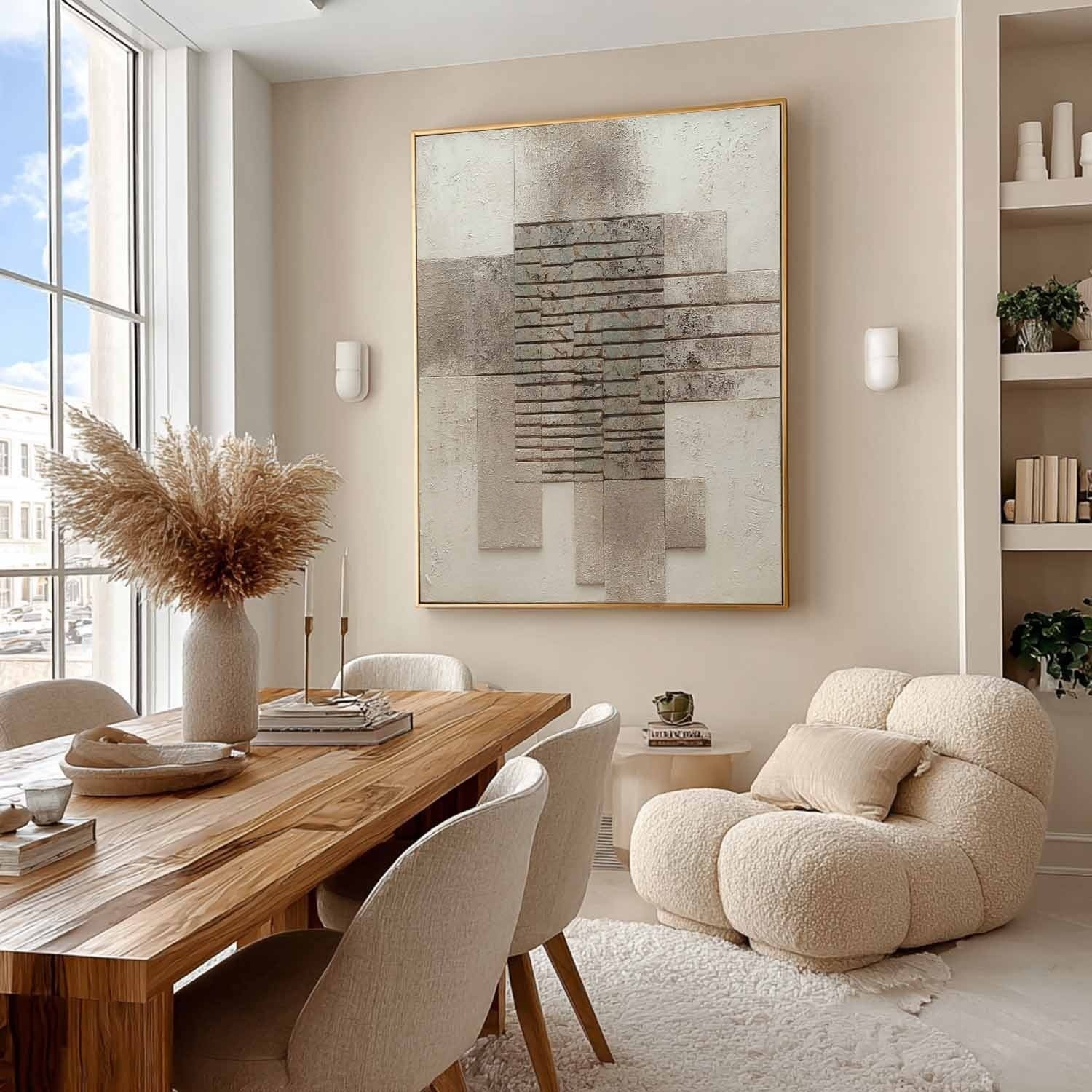 Wabi-Sabi Stacked Stone Bas-Relief Painting