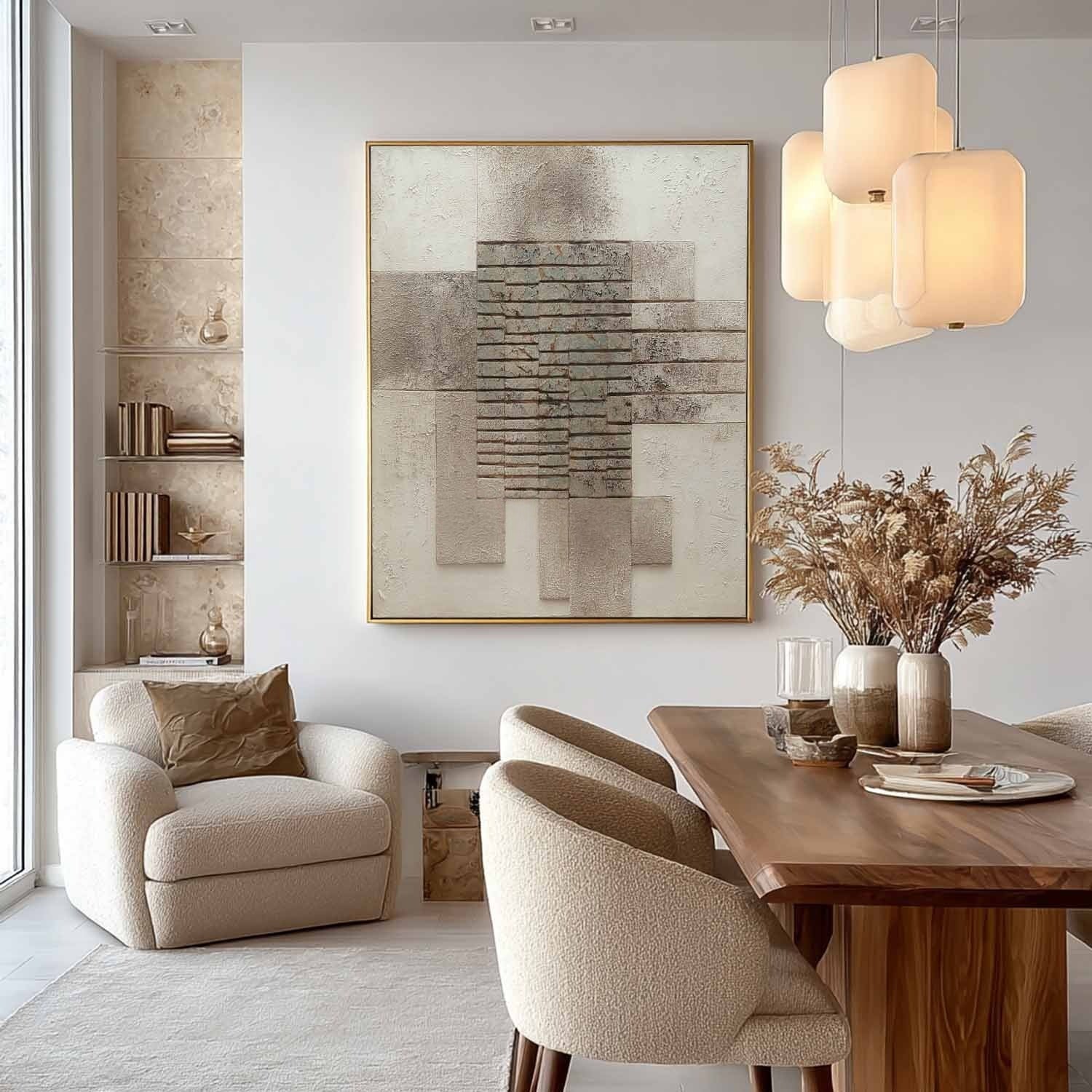 Wabi-Sabi Stacked Stone Bas-Relief Painting