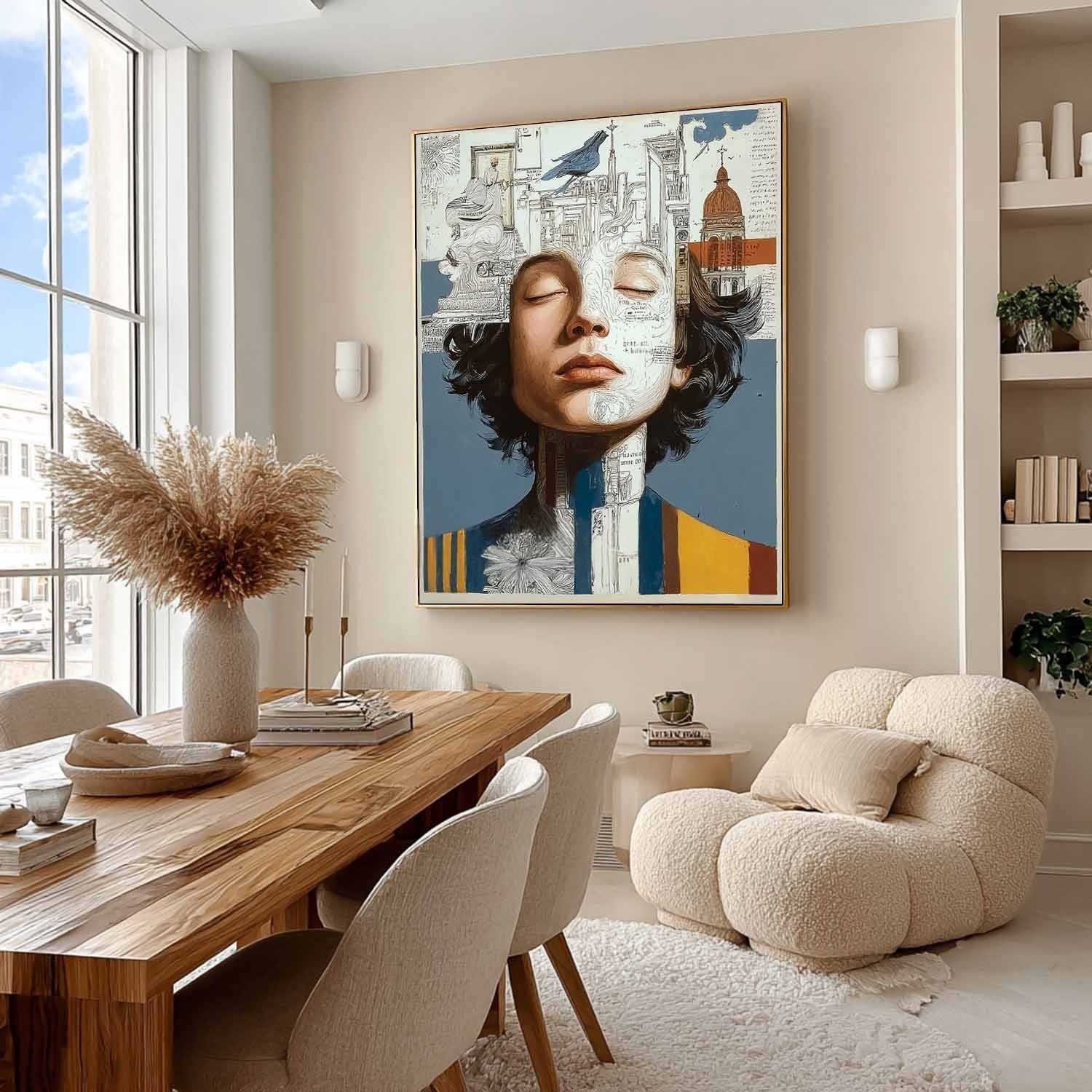 Surreal City Portrait Art Oil Painting
