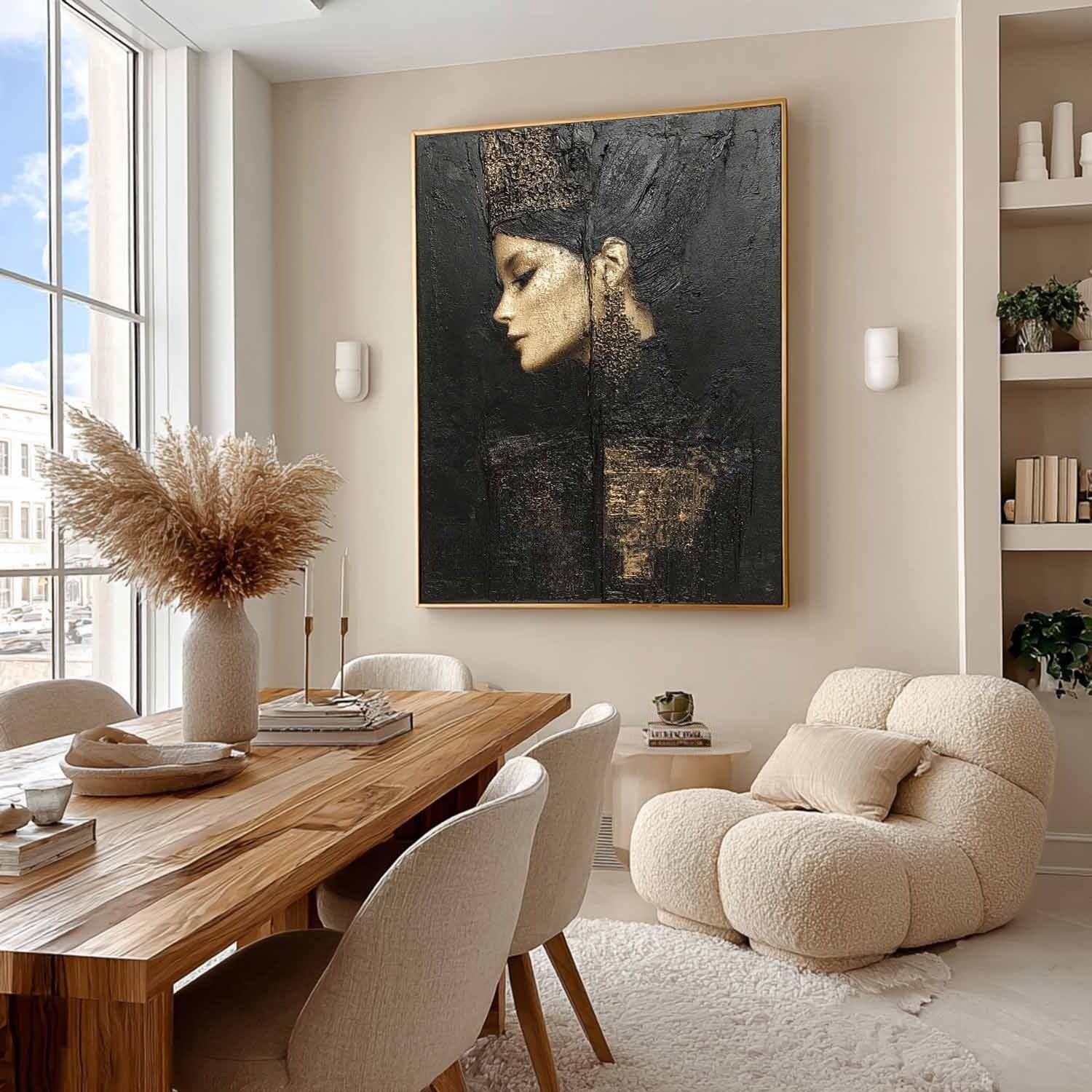 Wall Art Black Gold Female Profile Portrait