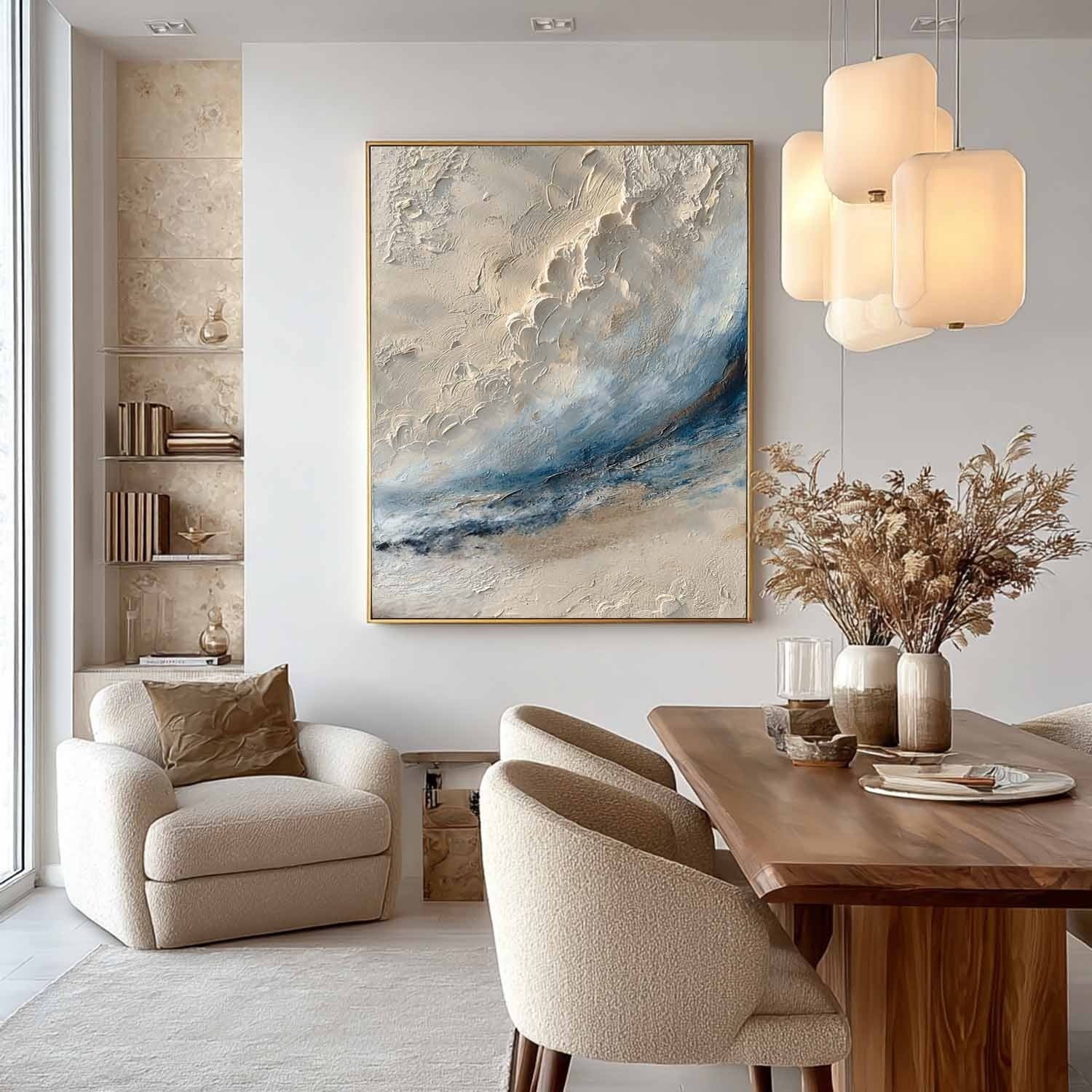 Wabi-Sabi Coastal Bas-Relief Painting