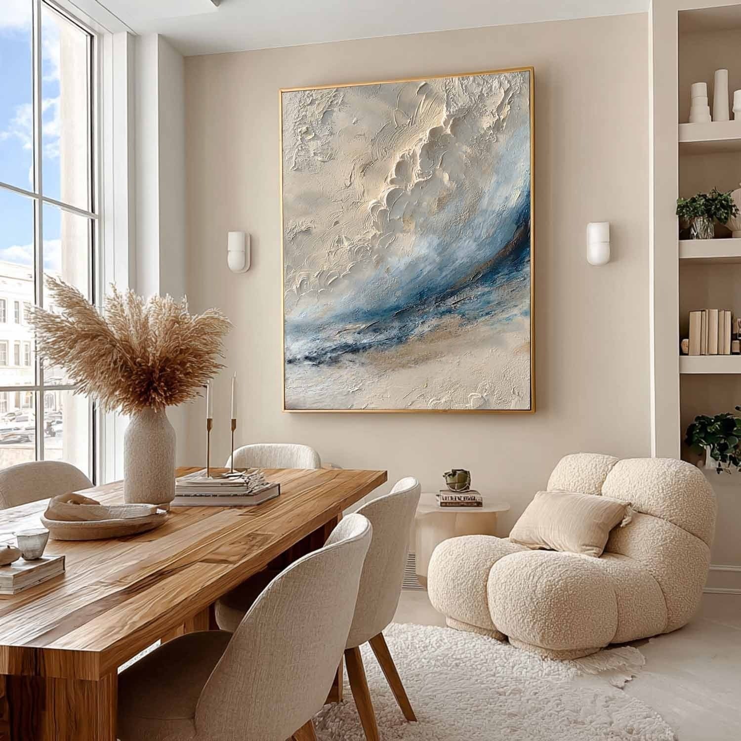 Wabi-Sabi Coastal Bas-Relief Painting