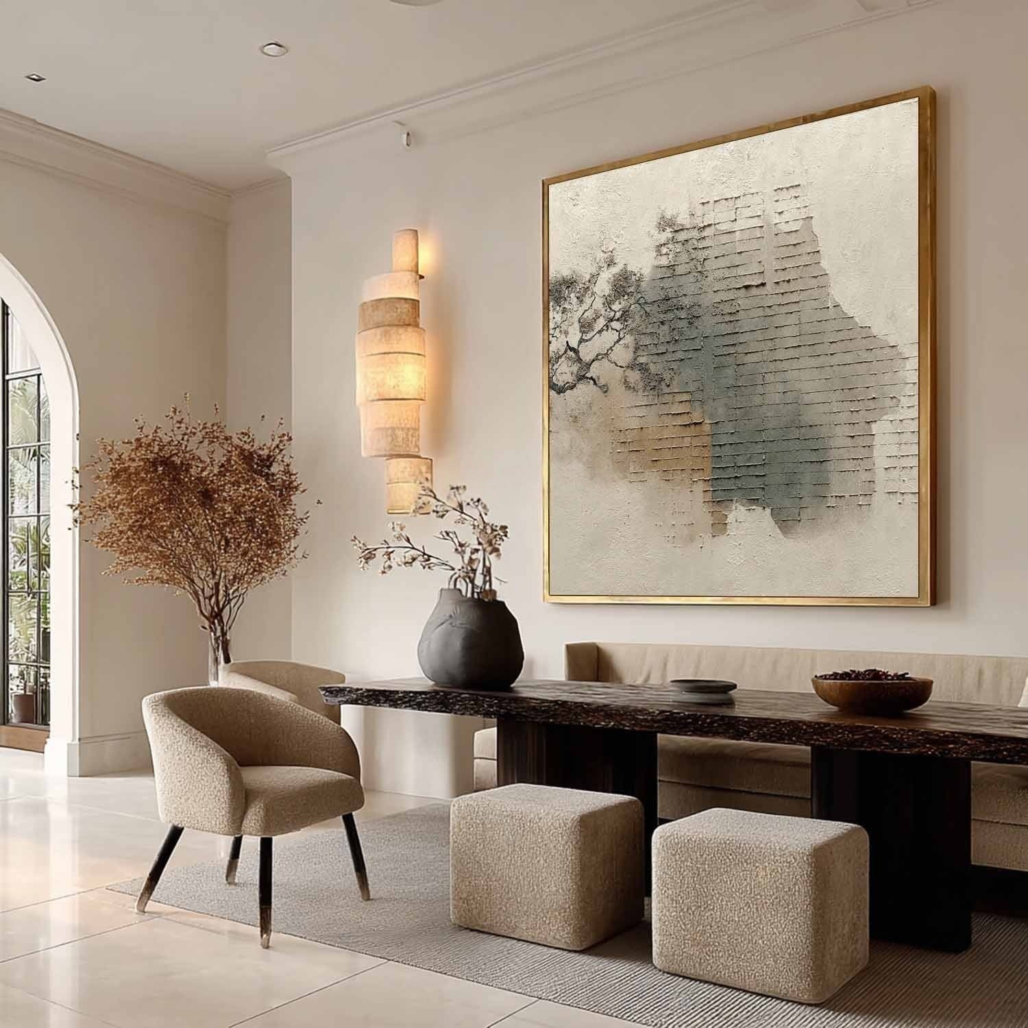 Wall Art Minimalist Textured Tree Brick