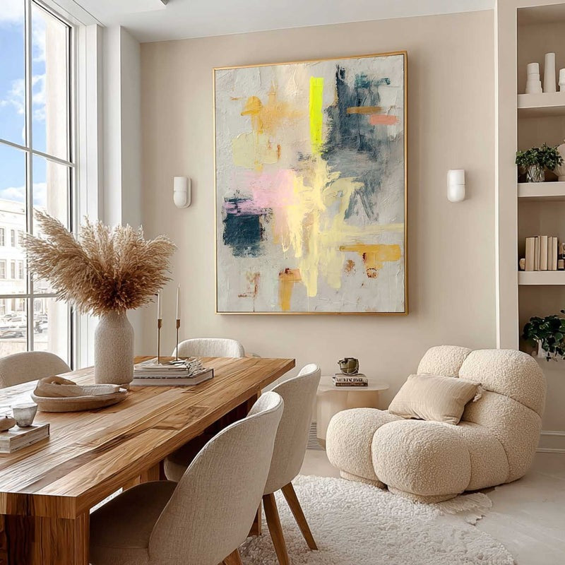 Wall Art Pastel Abstract Yellow Pink Teal