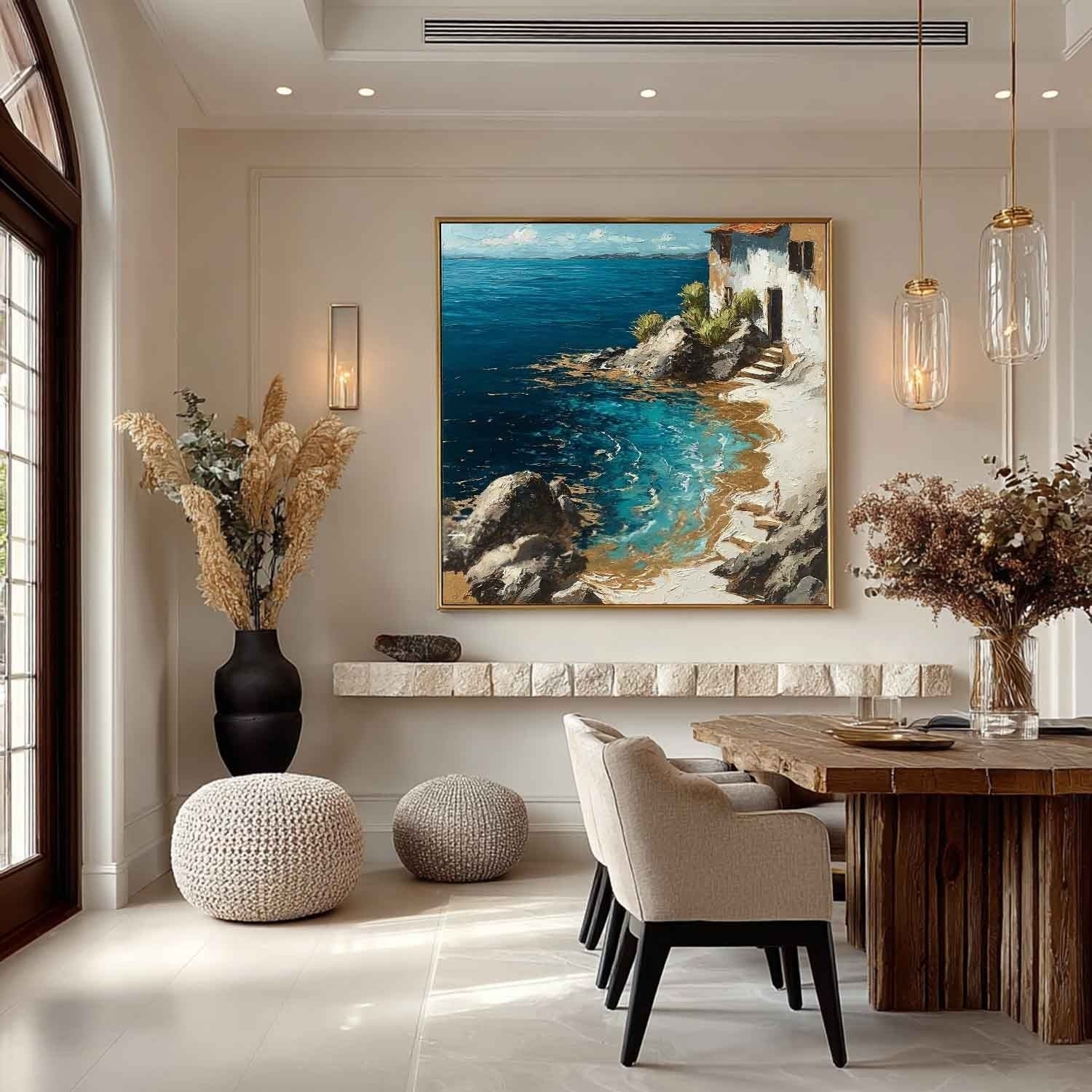 Mediterranean Coastal Villa Impasto Painting