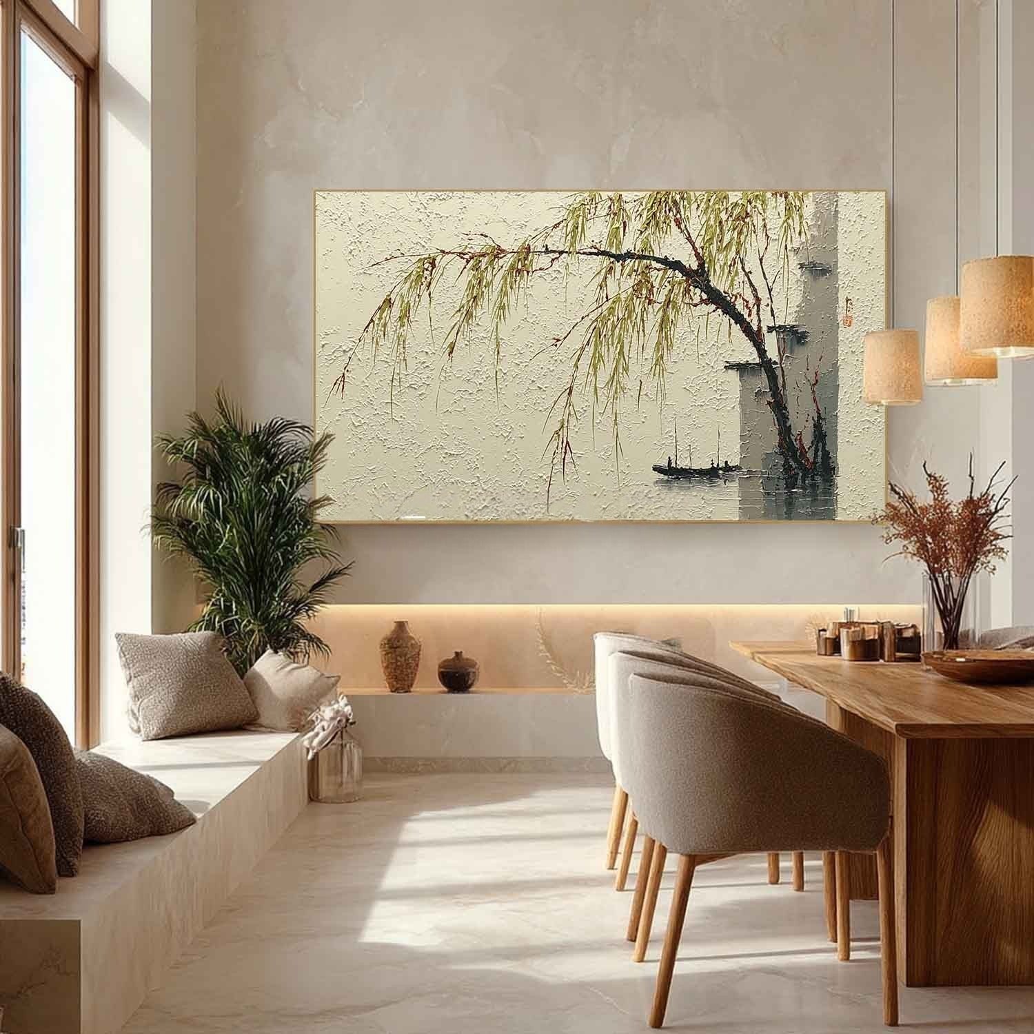 Wall Art Jiangnan Water Town Willow Boat