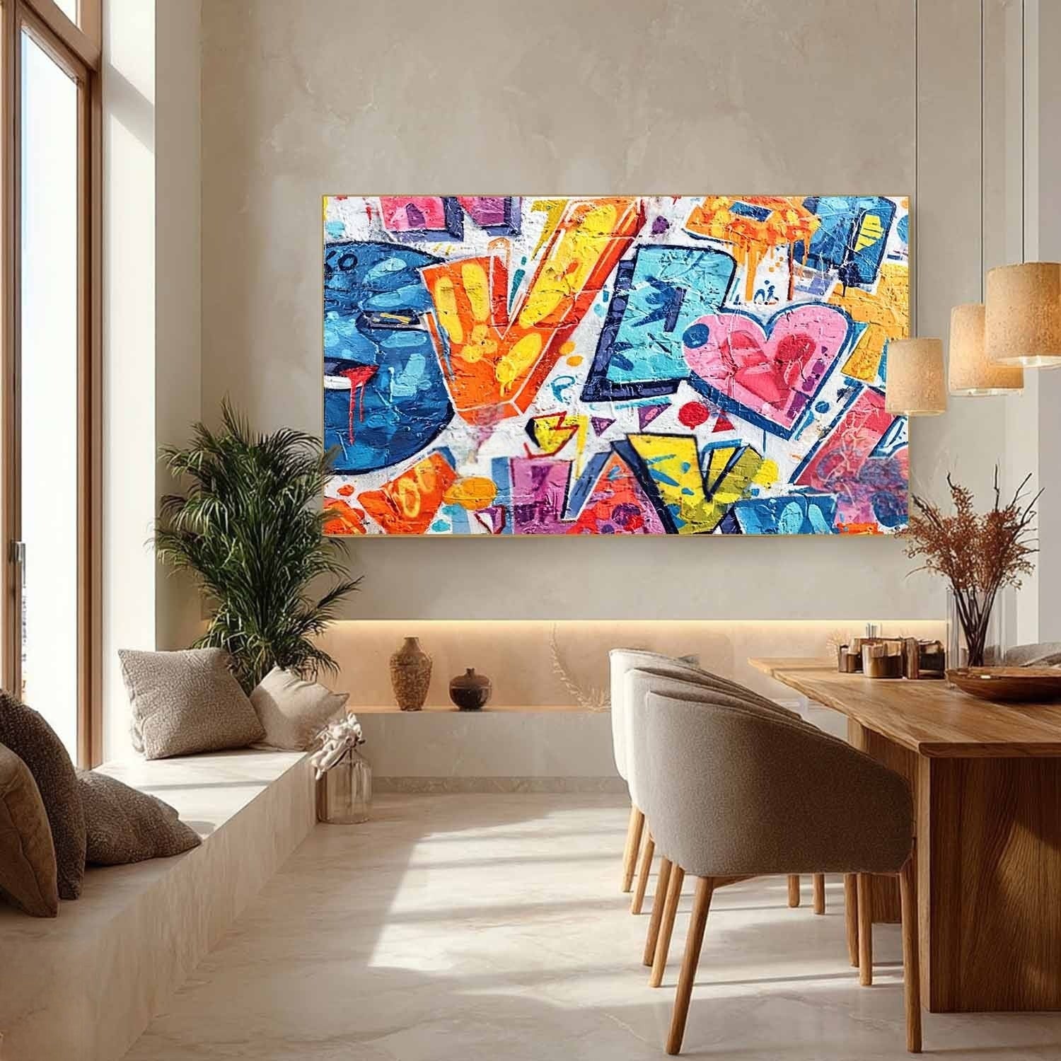 Graffiti Love Pop Art Impasto Painting