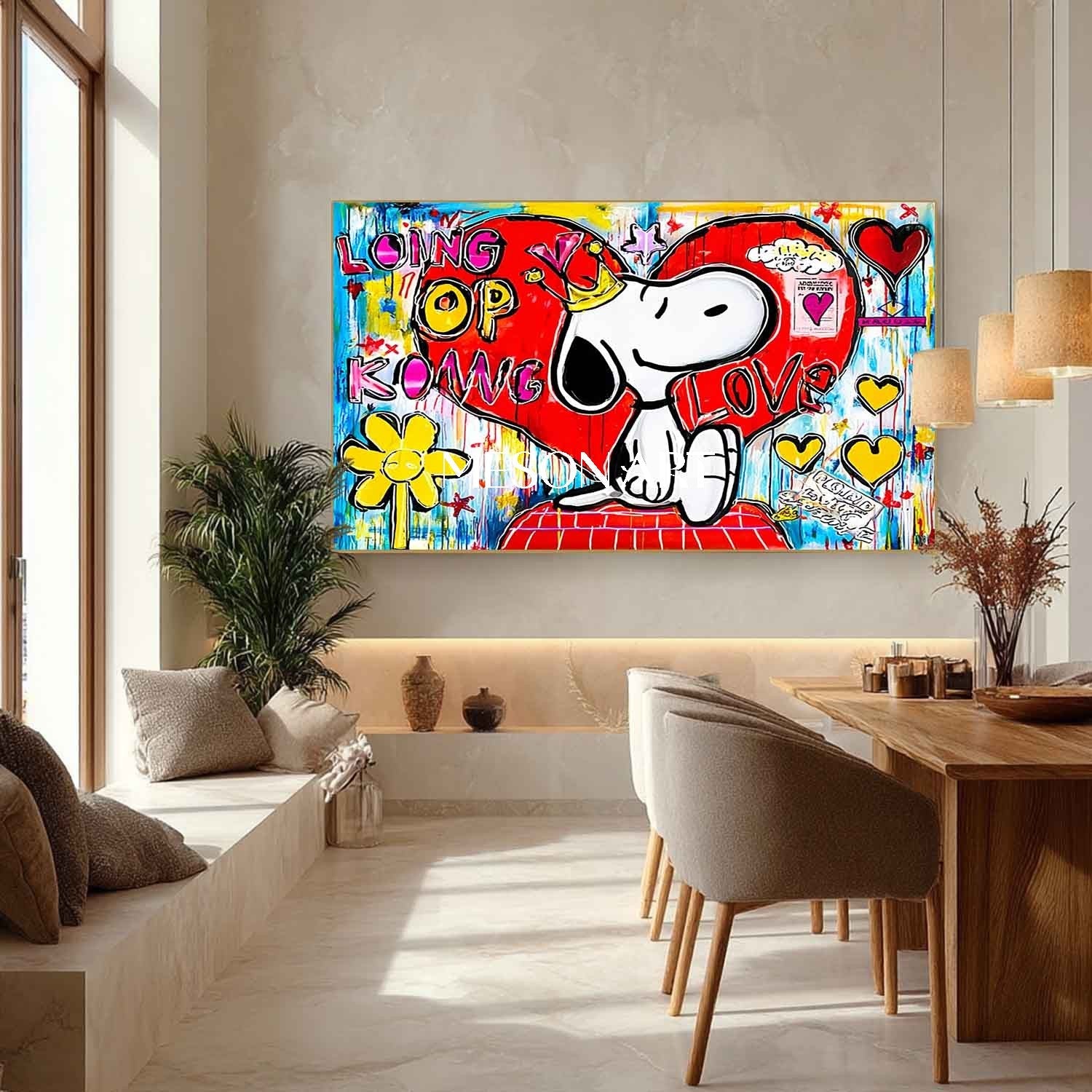 Snoopy King of Hearts Pop Art Impasto Painting