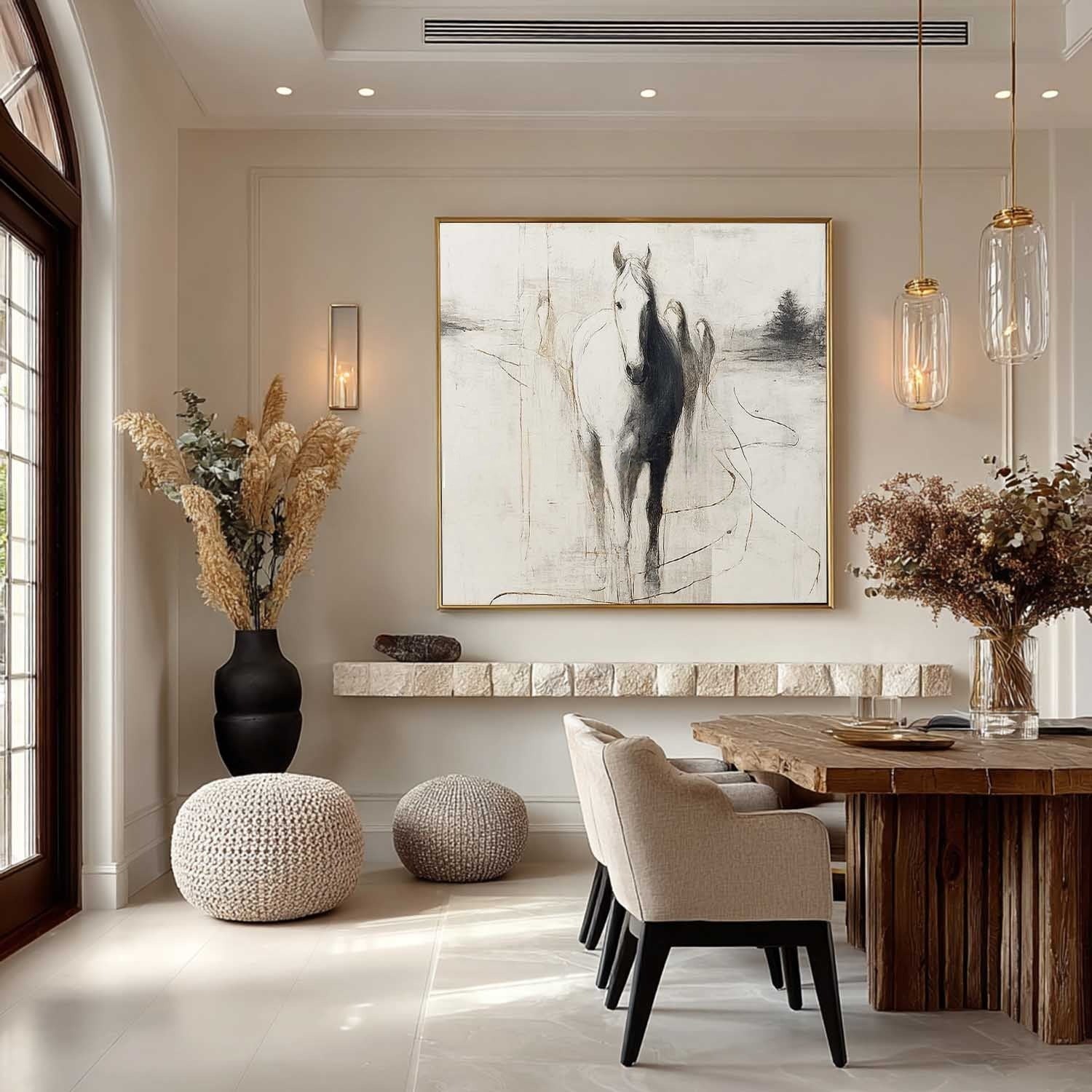 Wall Art Monochrome Horse Sketch Animal
