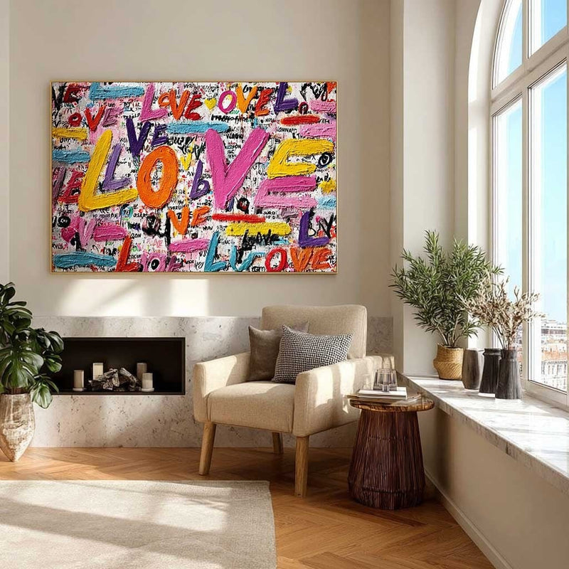 Graffiti Style Love Pop Art Impasto Painting
