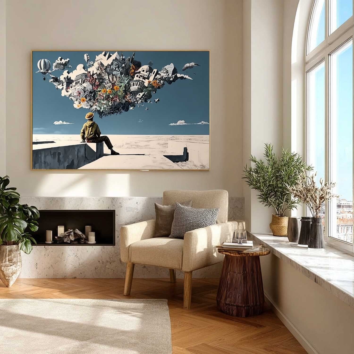 Wall Art Surreal Man Dreaming Floating