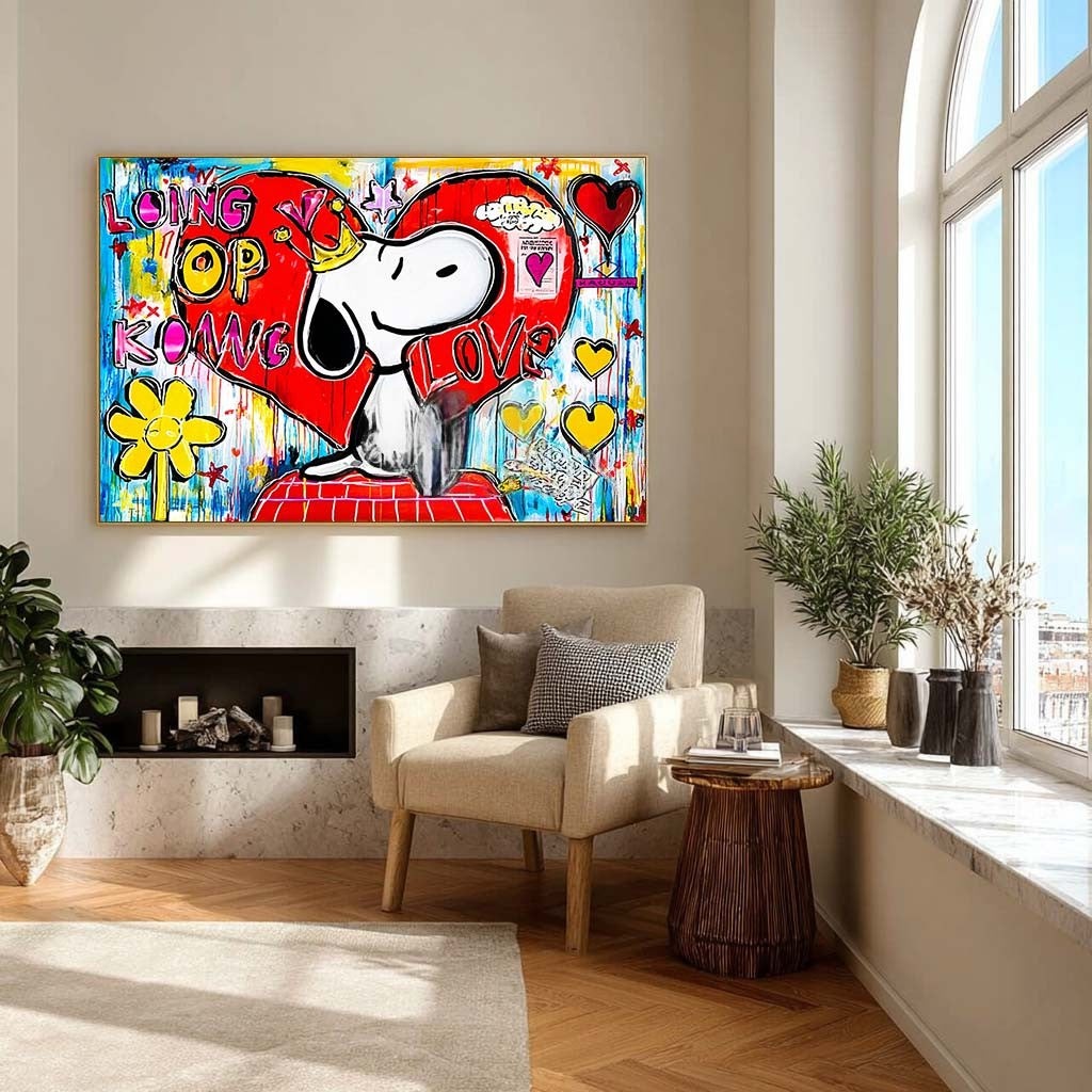 Snoopy King of Hearts Pop Art Impasto Painting