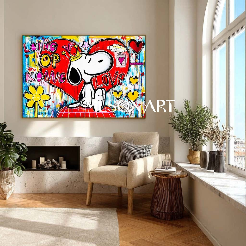 Snoopy King of Hearts Pop Art Impasto Painting