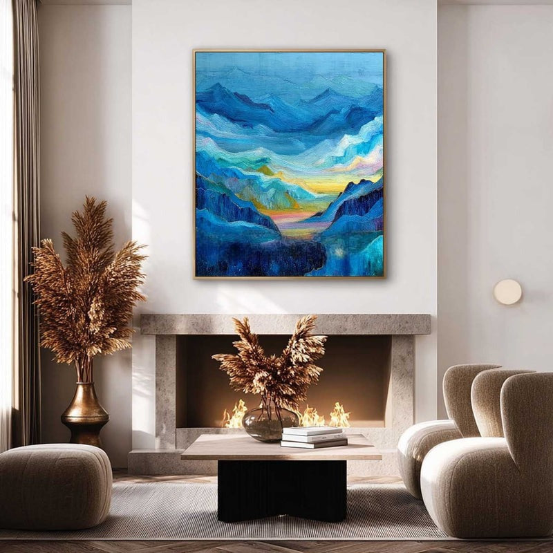 Wall Art Textured Mountain Landscape Oil Painting
