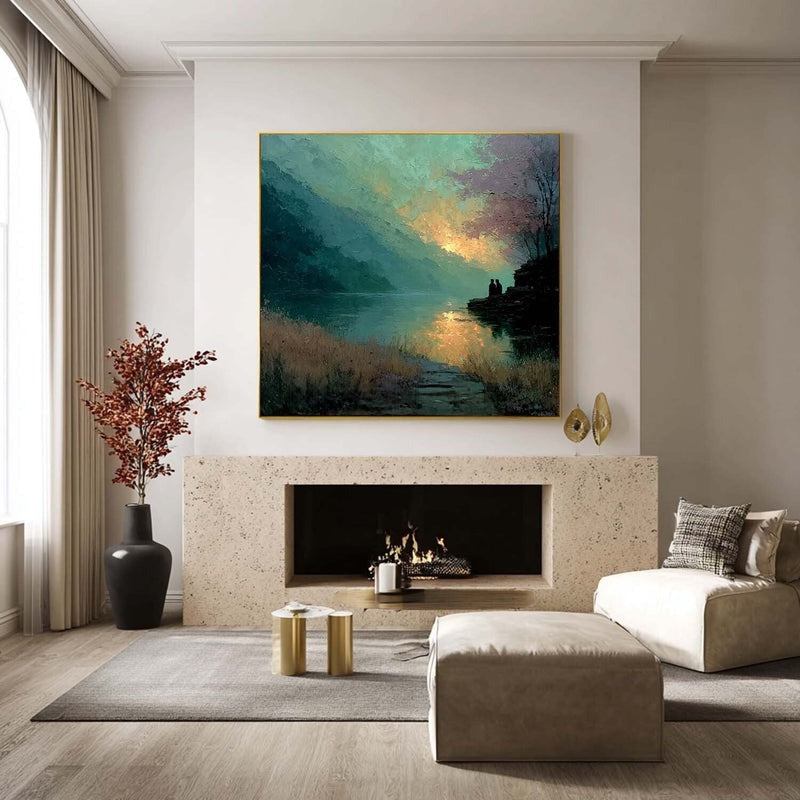 Wall Art Moon Lake Landscape Painting