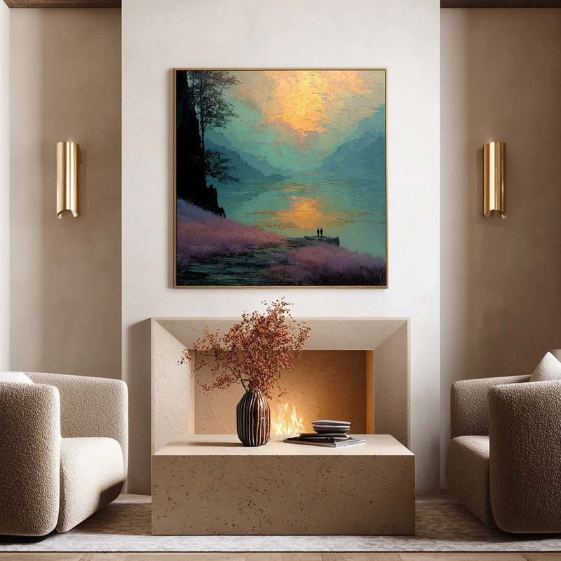 Wall Art Moon Lake Landscape Painting