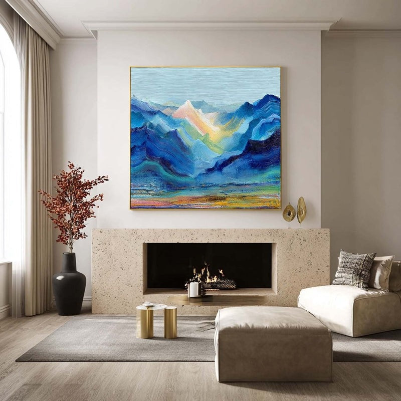 Wall Art Impressionist Abstract Sunlit Mountain