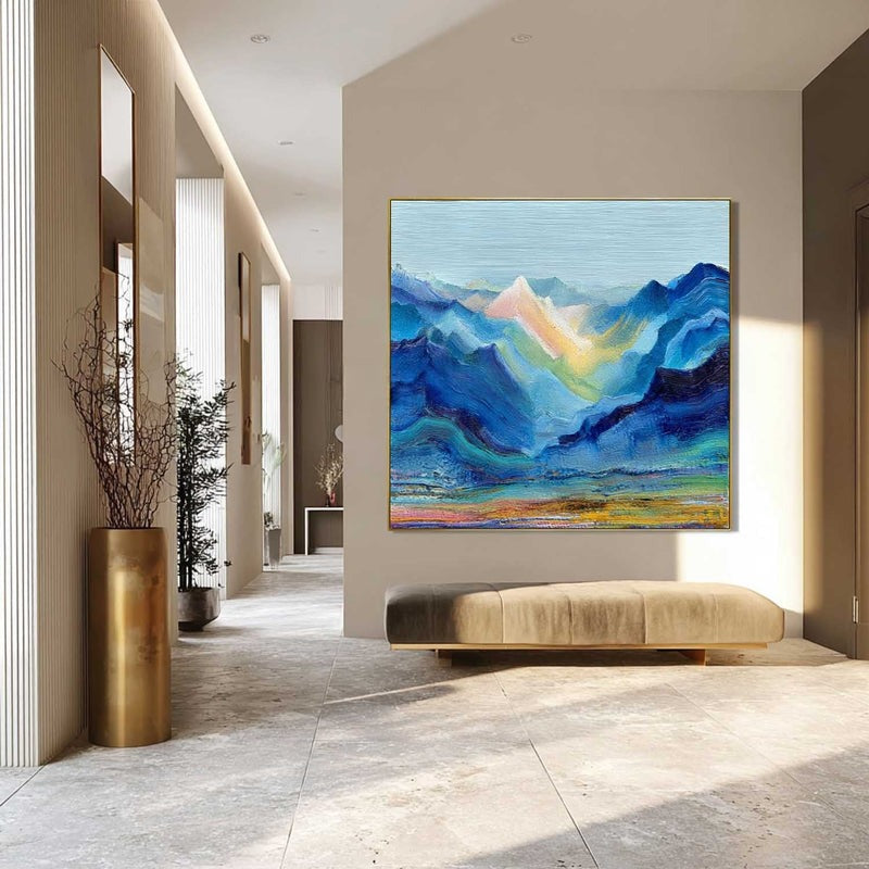 Wall Art Impressionist Abstract Sunlit Mountain