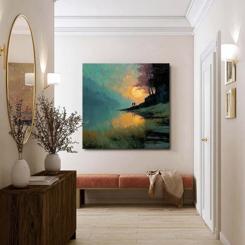Wall Art Moon Lake Landscape Painting