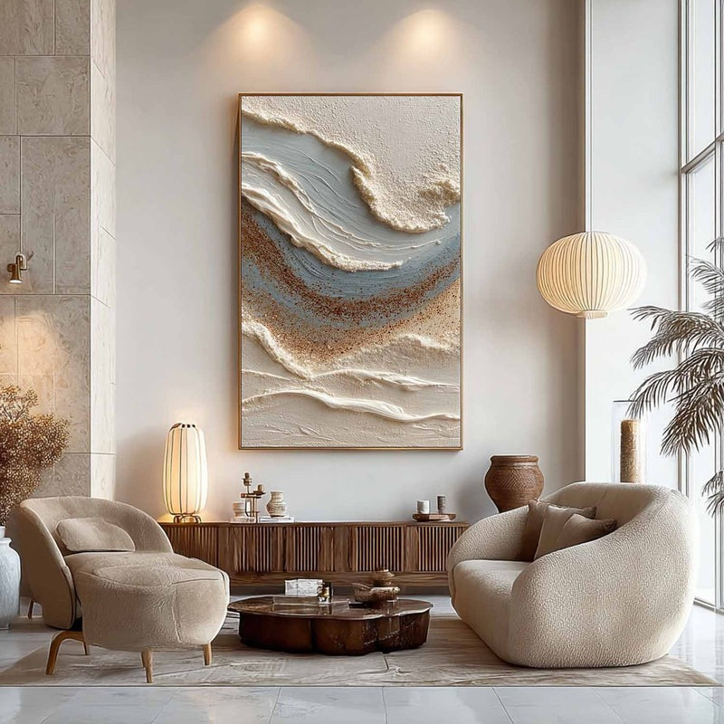 Wall Art Coastal Wave Impasto Beach Scene