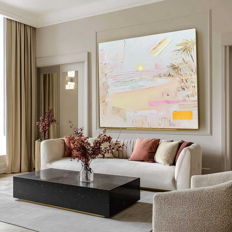 Wall Art Abstract Sunset Beach Painting