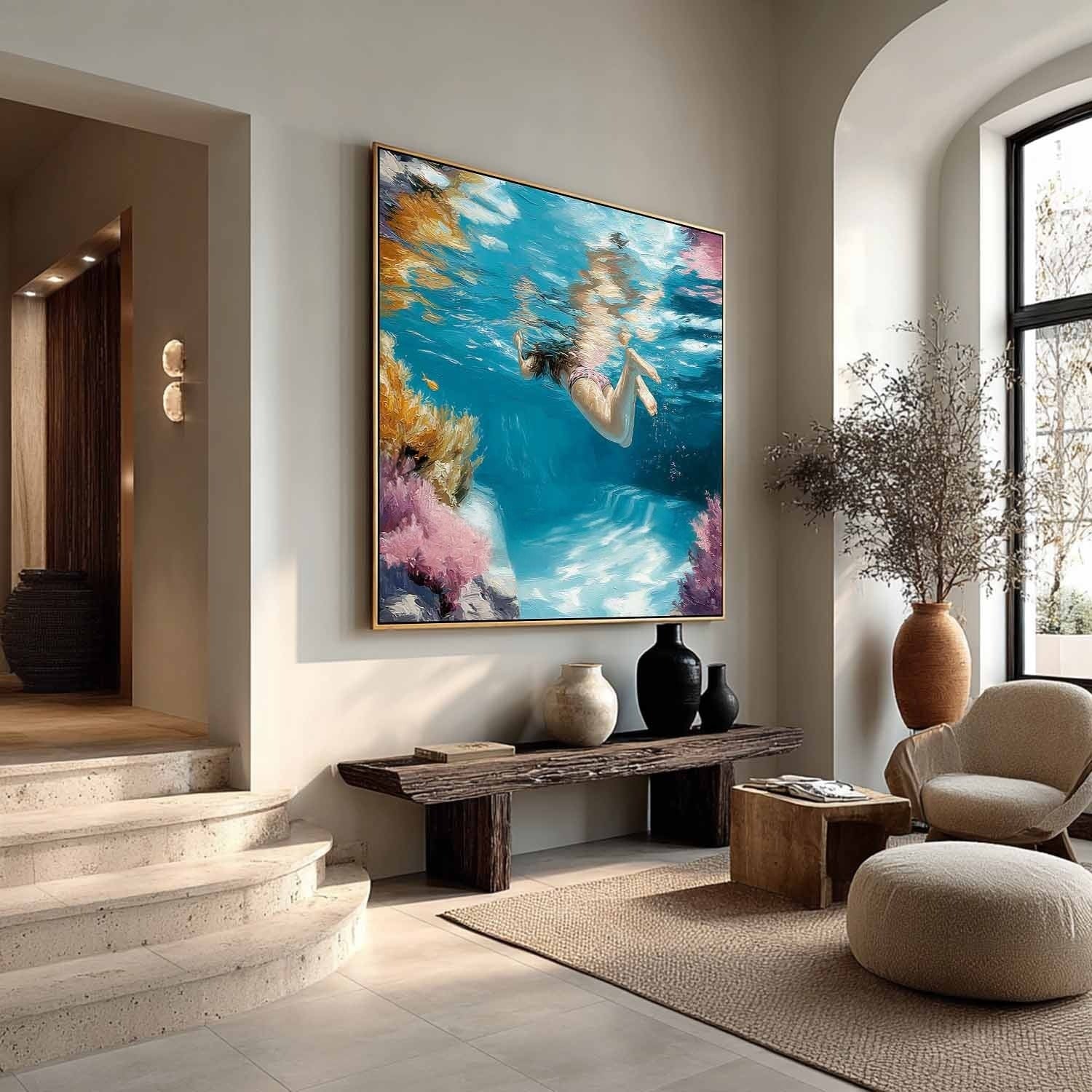 Tropical Underwater Snorkeling Impasto Painting