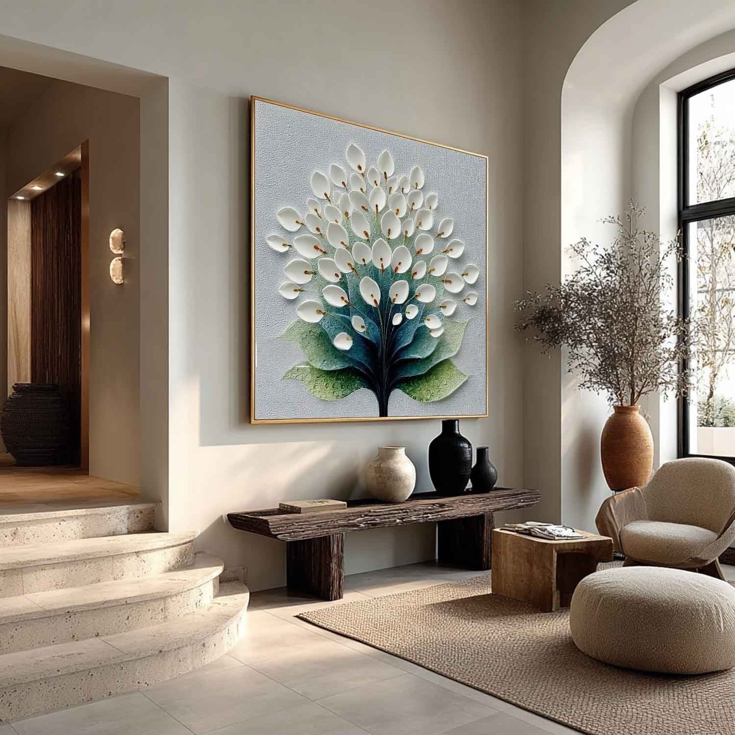 White Calla Lily Tree 3D Textured Painting