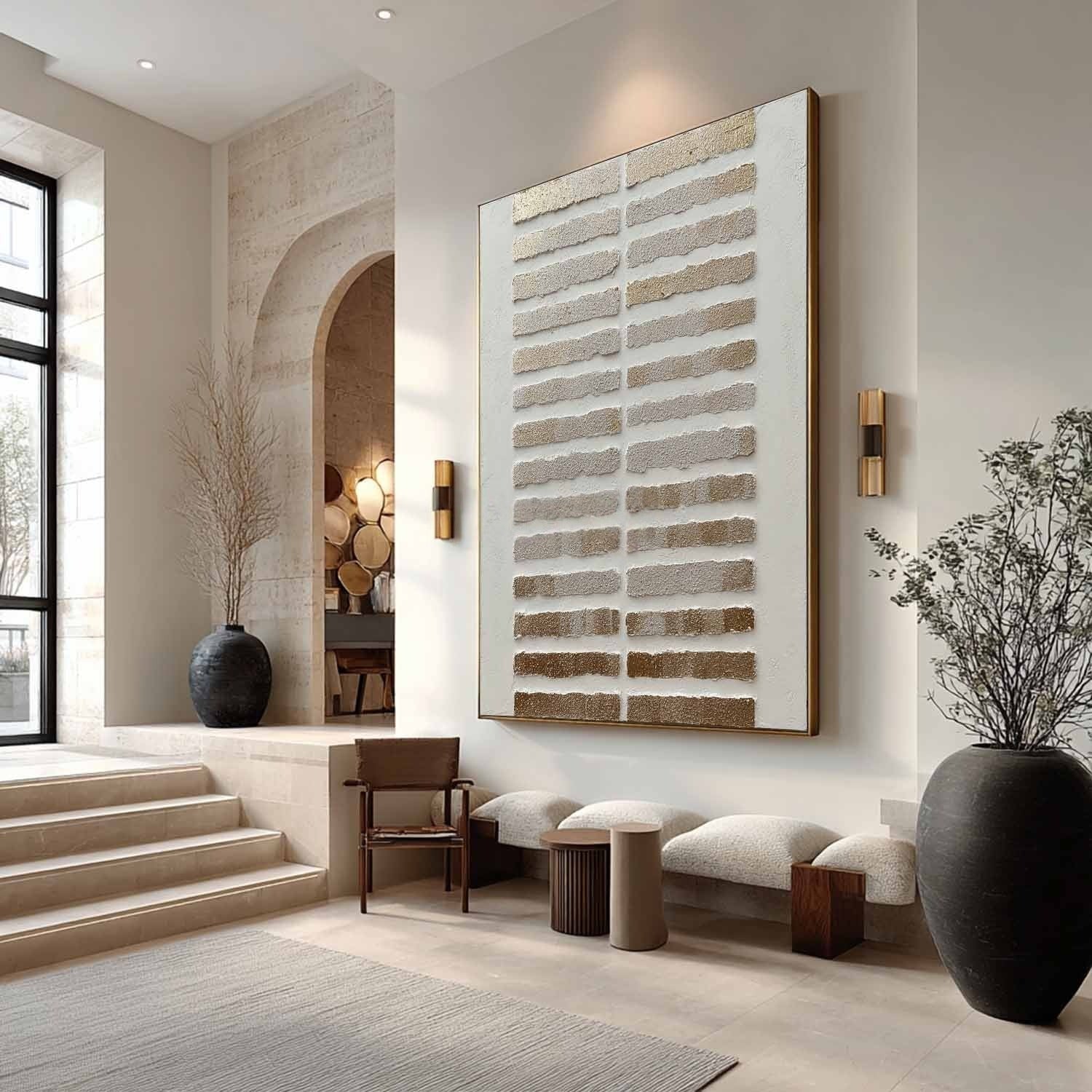 Wall Art Minimalist Horizontal Stripe Gold