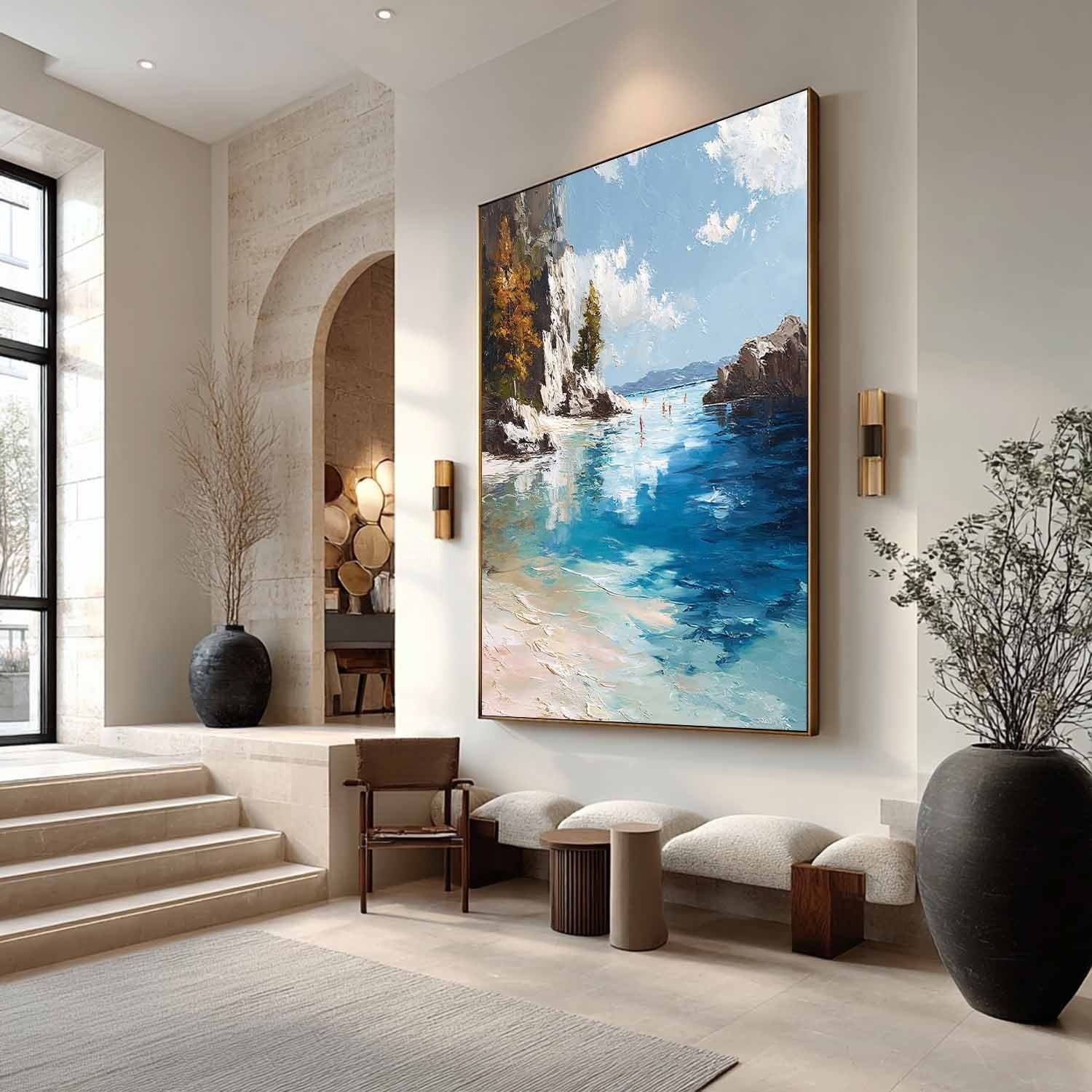 Mediterranean Cove Impasto Painting