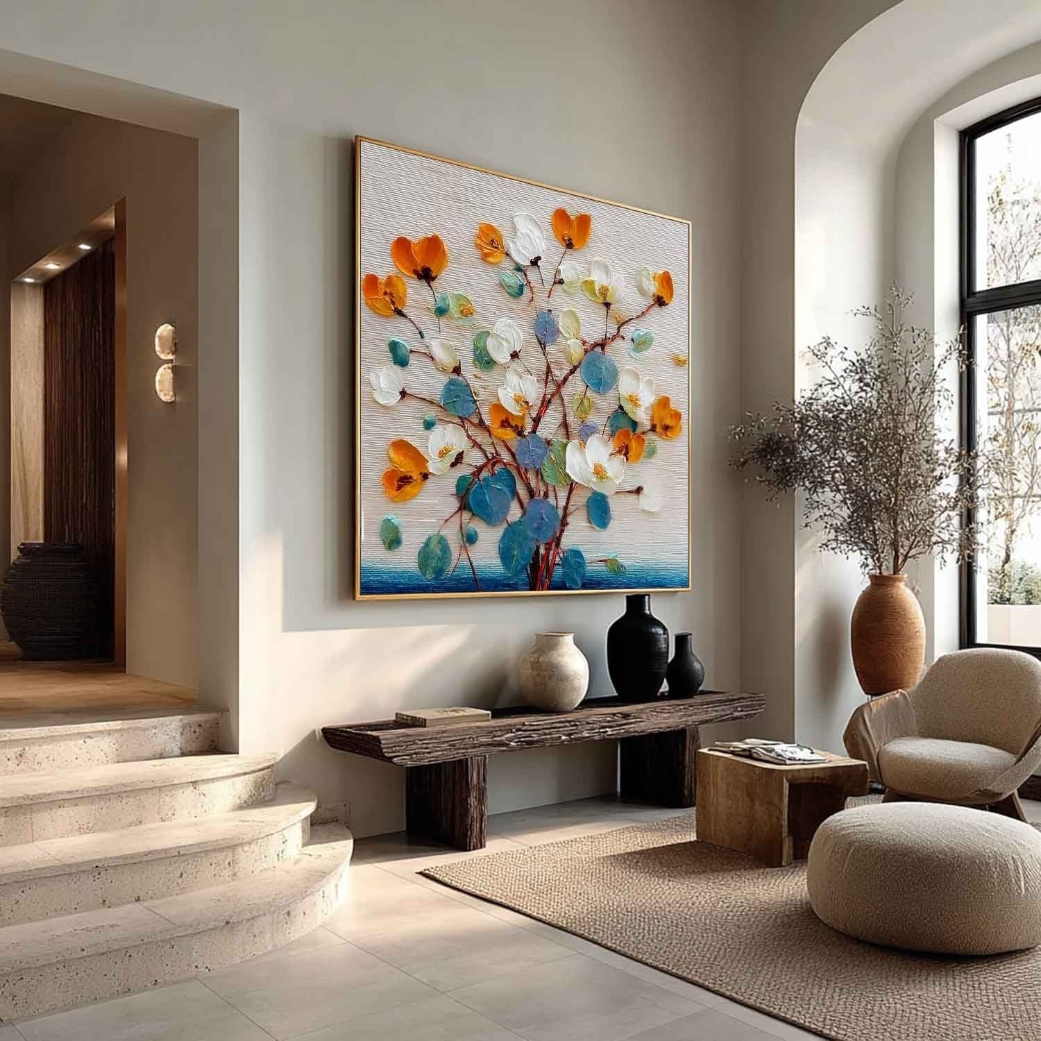 Autumn Blossom Impasto Painting