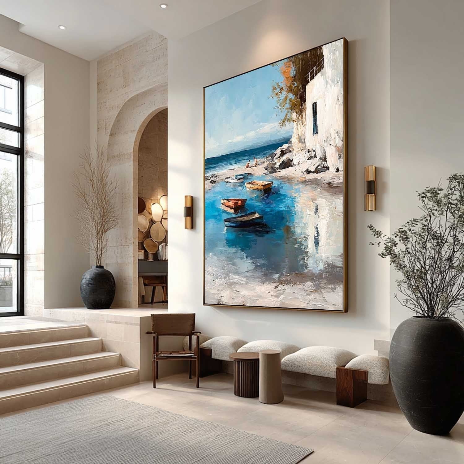 Wall Art Mediterranean Coastal Boats Beach