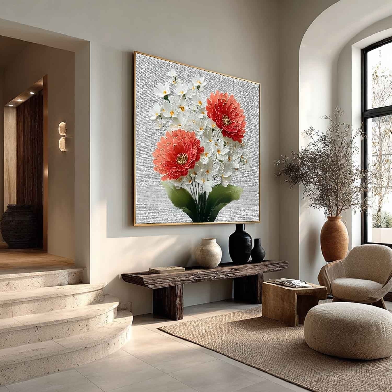 Daisy Bouquet 3D Textured Painting