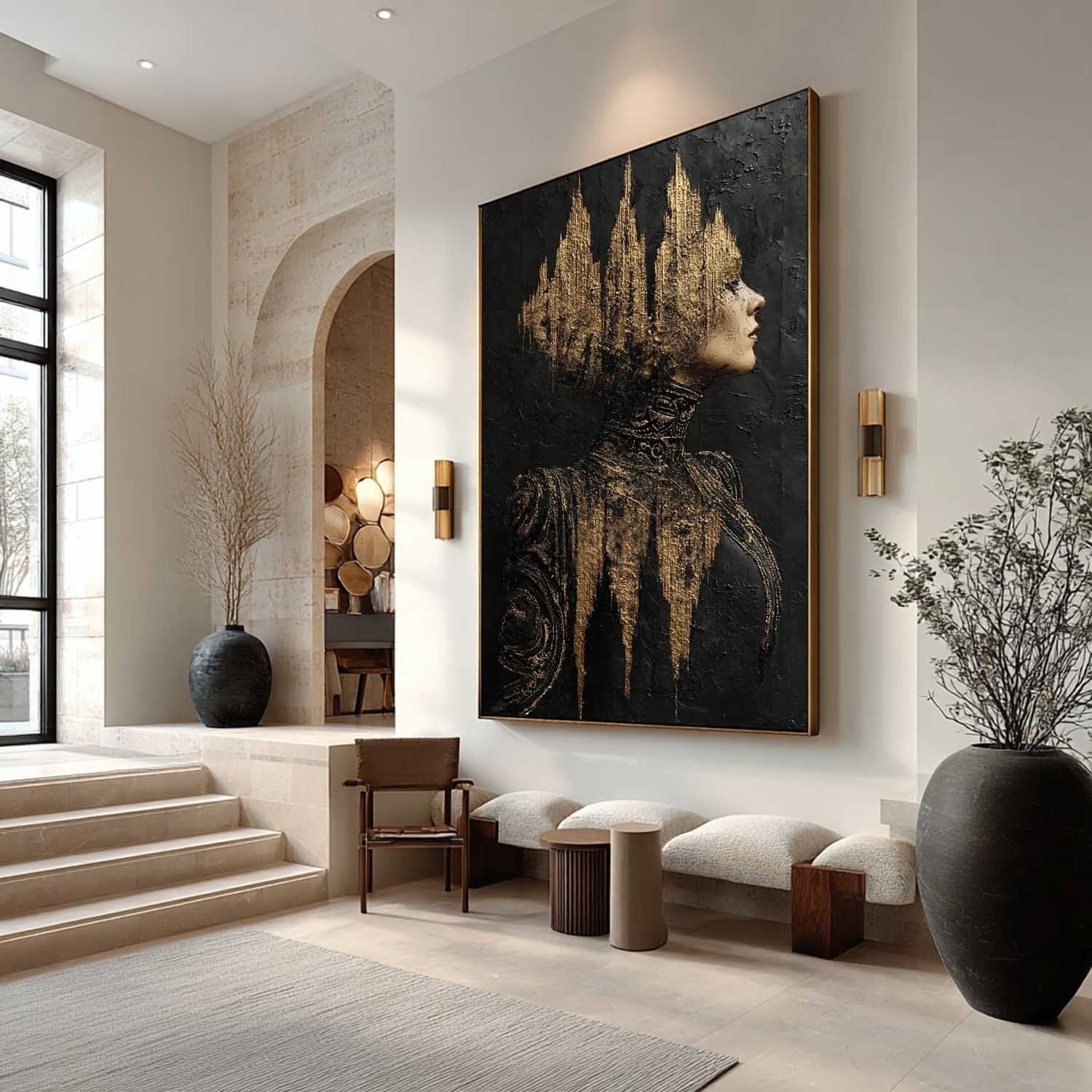 Golden Empress Mixed Media Painting