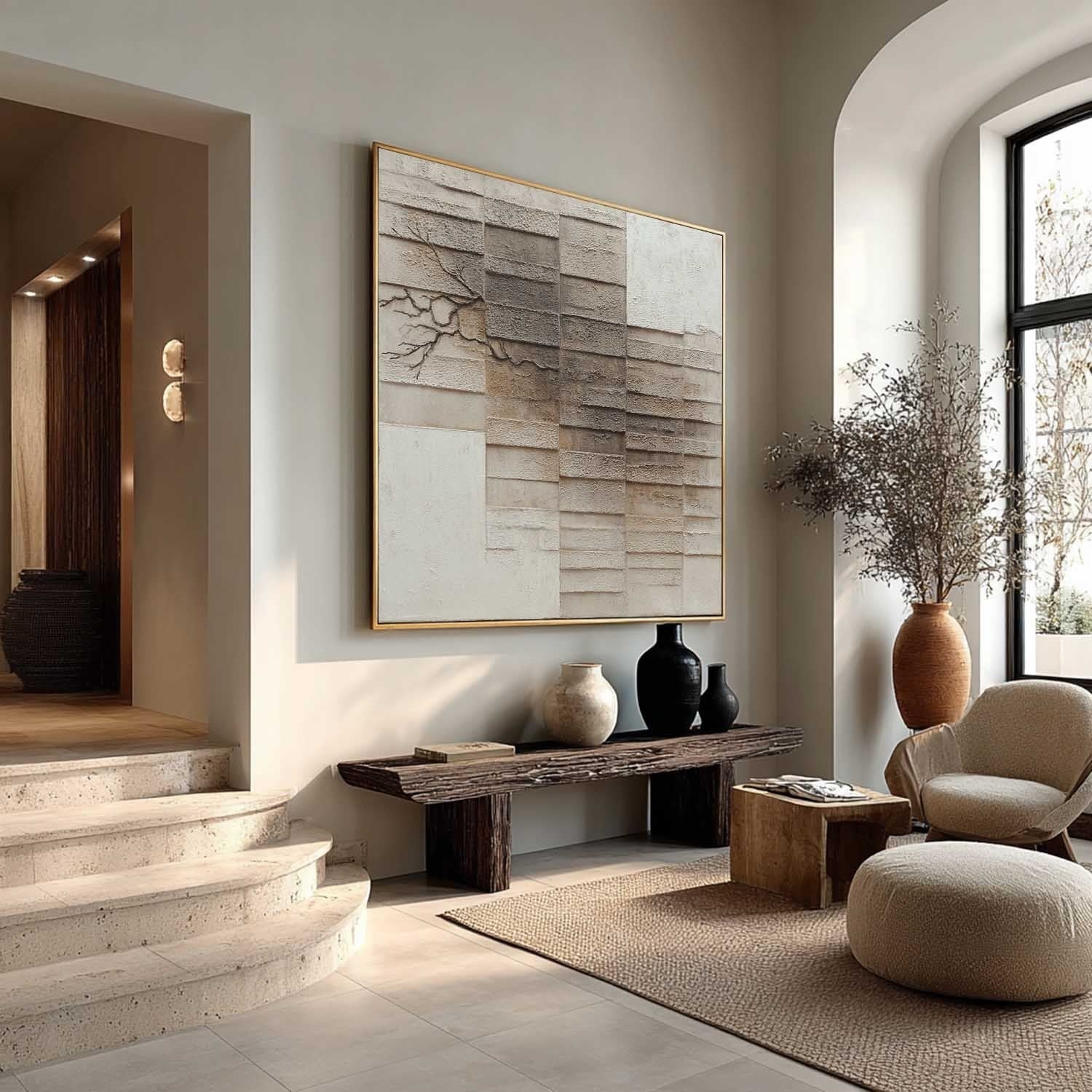 Wall Art Wabi-Sabi Textured Panel Tree Branch
