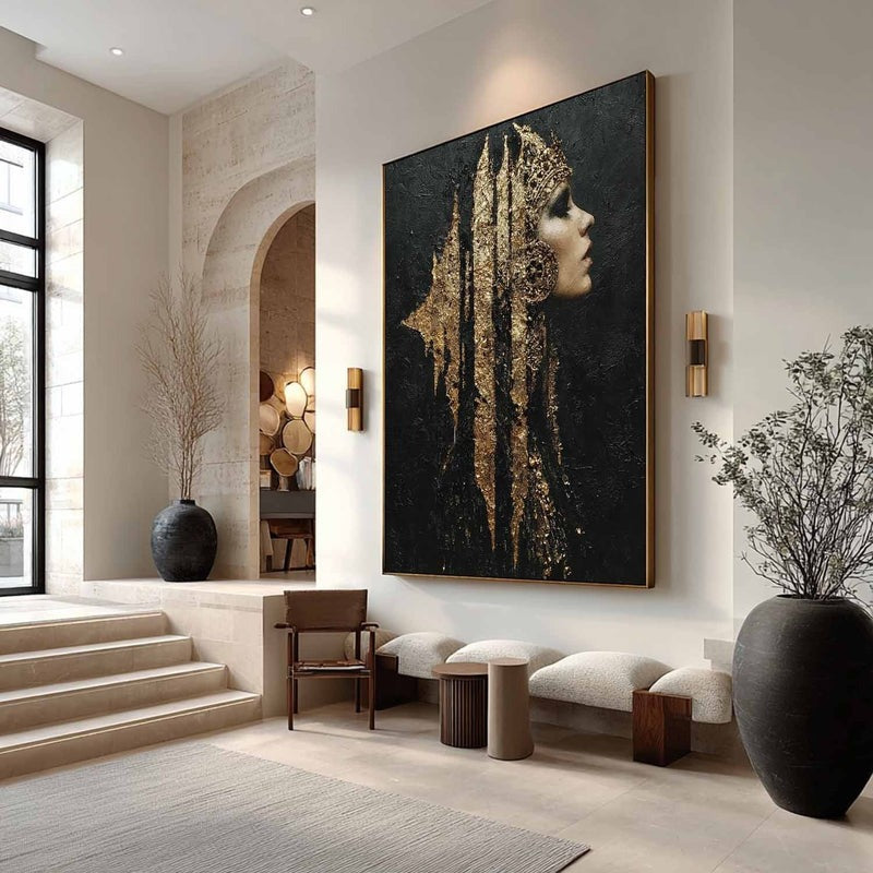 Wall Art Black Gold Queen Profile Portrait