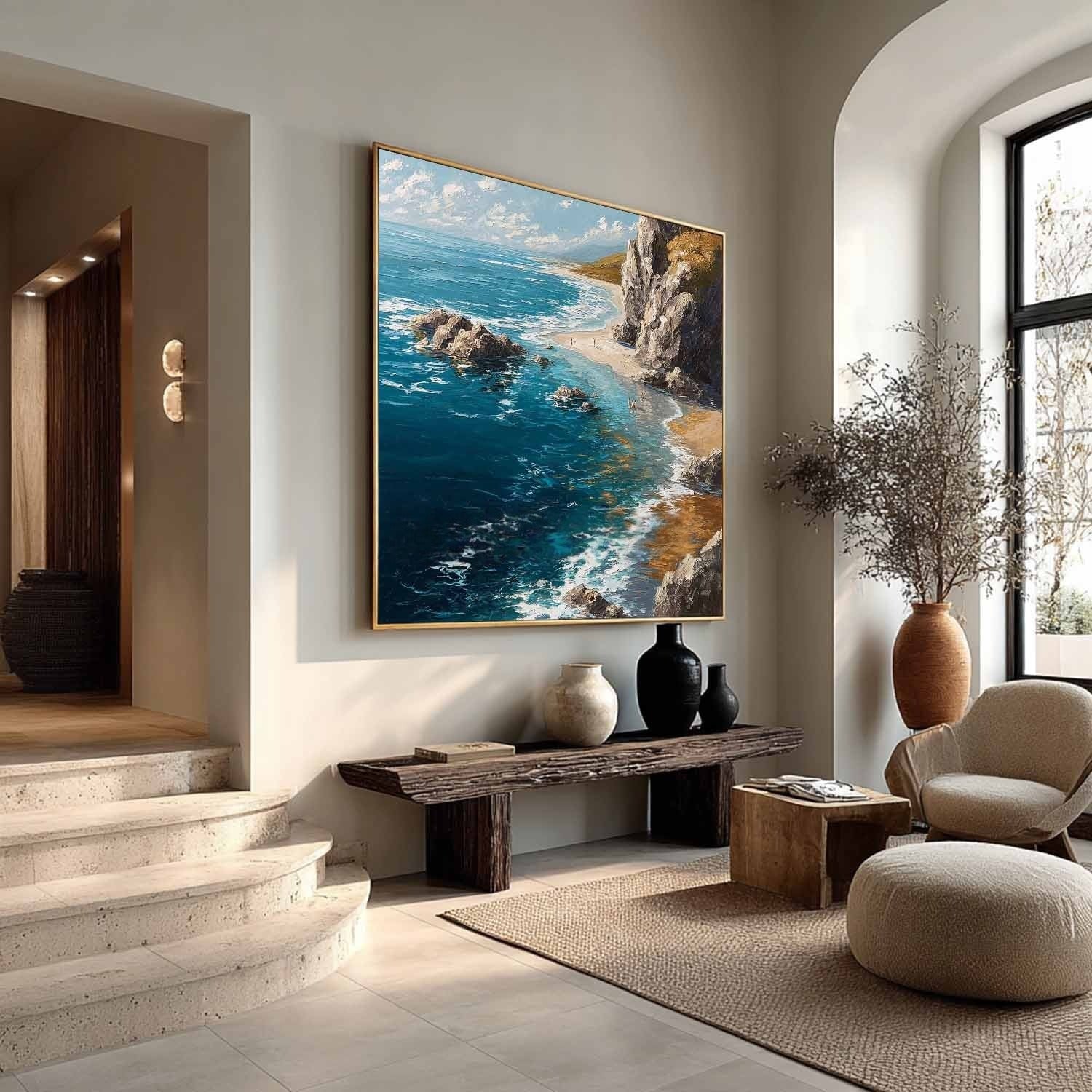 Wall Art Coastal Cliff Beach Turquoise Ocean
