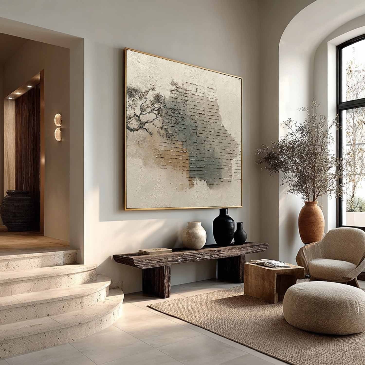 Wall Art Minimalist Textured Tree Brick