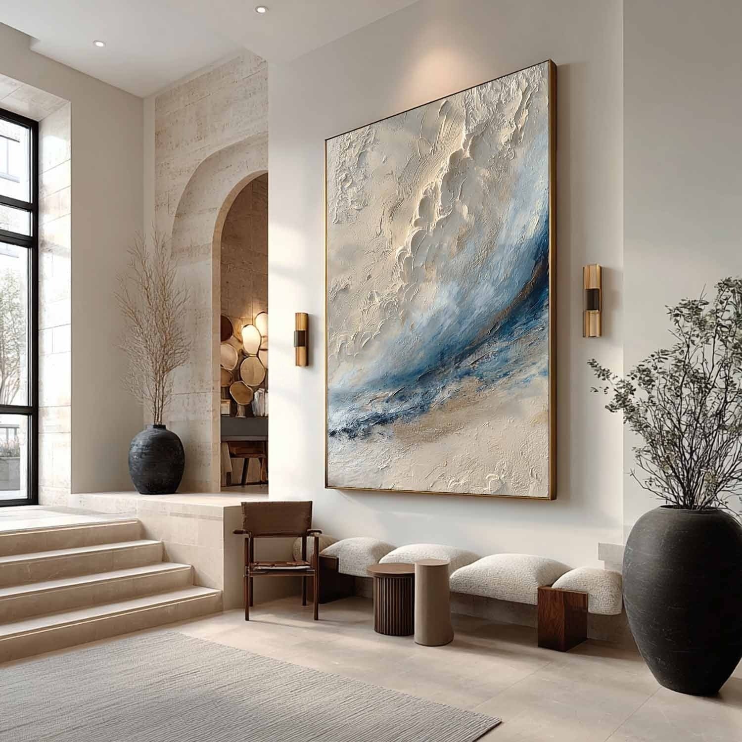 Wabi-Sabi Coastal Bas-Relief Painting