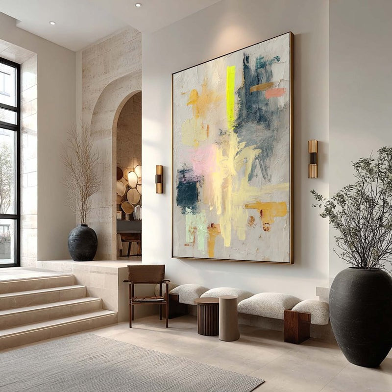 Wall Art Pastel Abstract Yellow Pink Teal