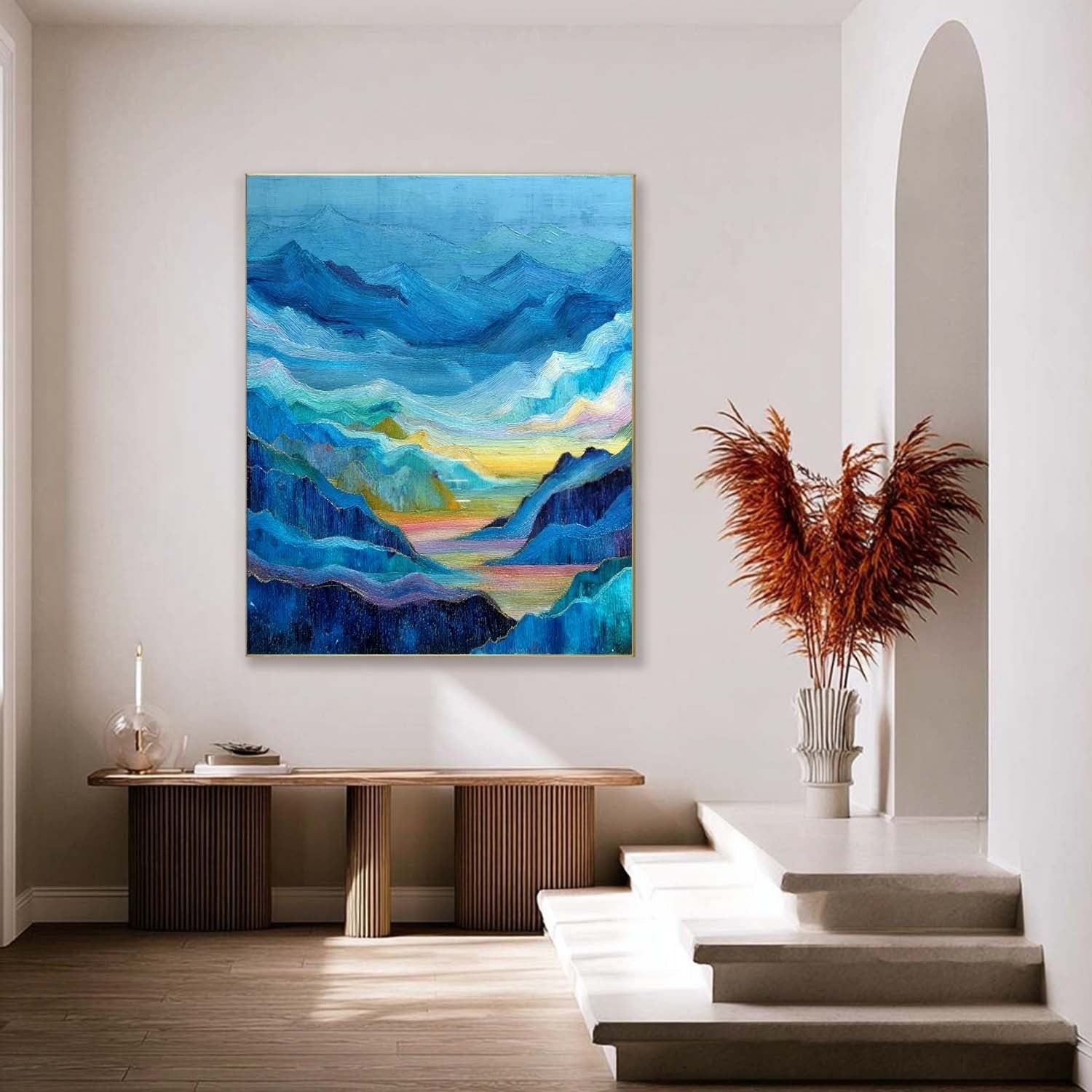 Wall Art Textured Mountain Landscape Oil Painting