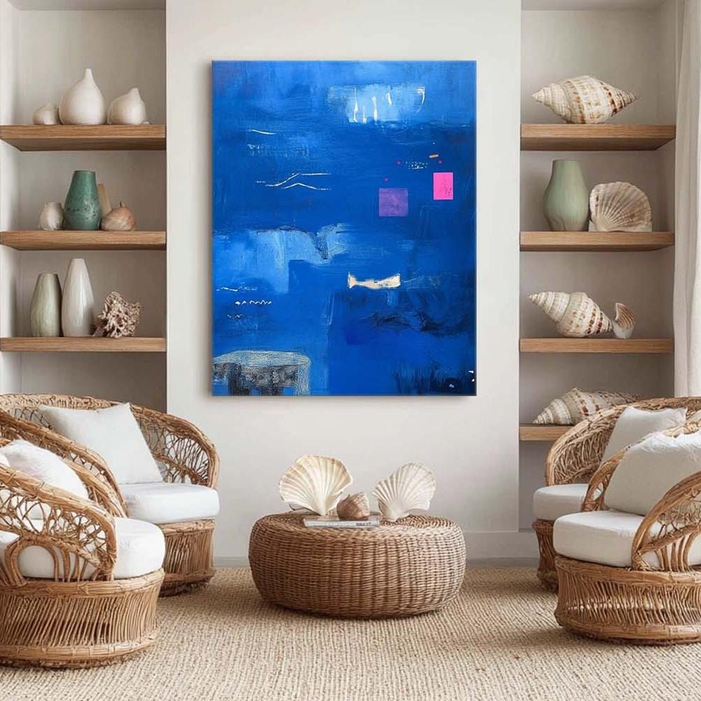 Wall Art Artistic Textured Vivid Blue
