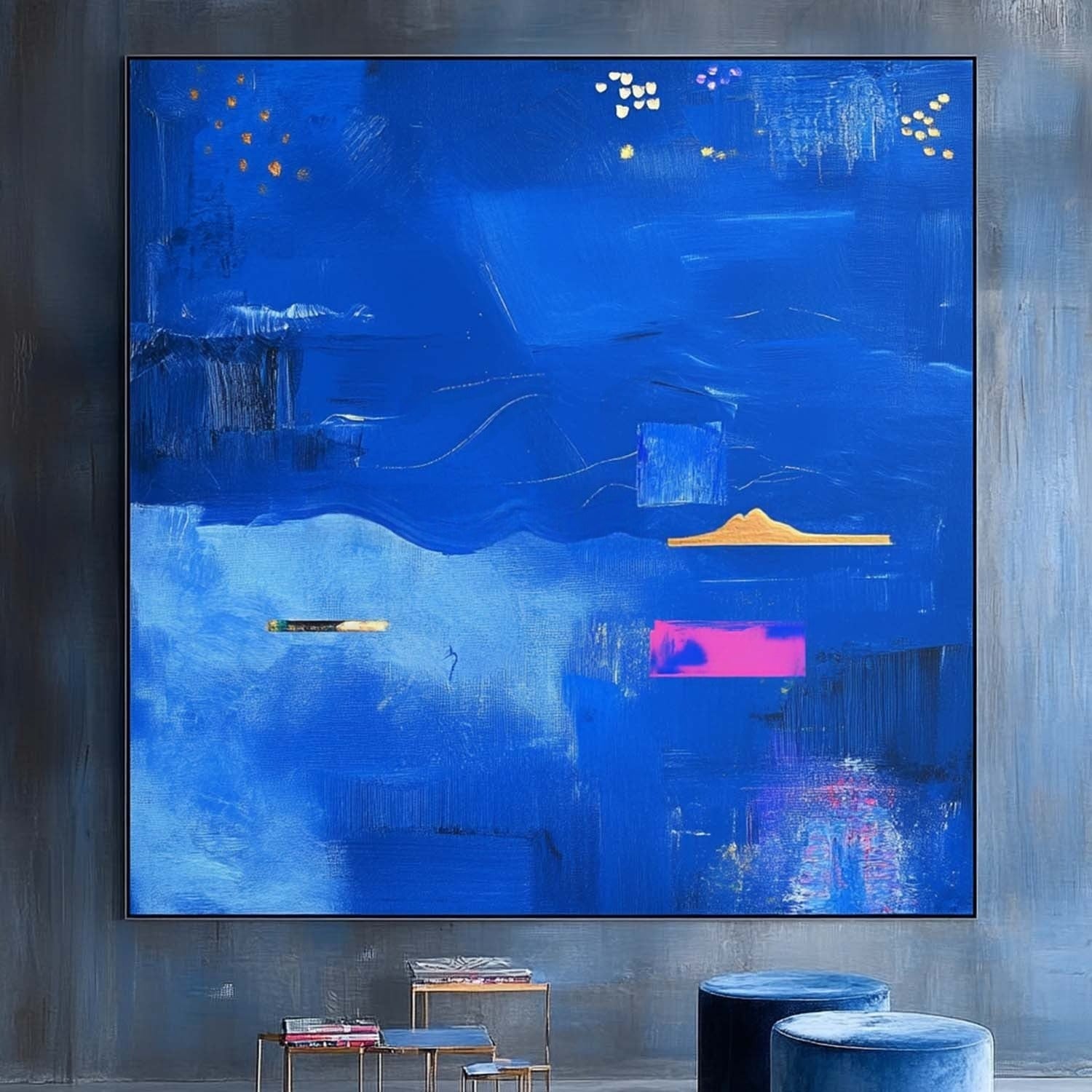 Wall Art Dreamy Textured Layered Blue